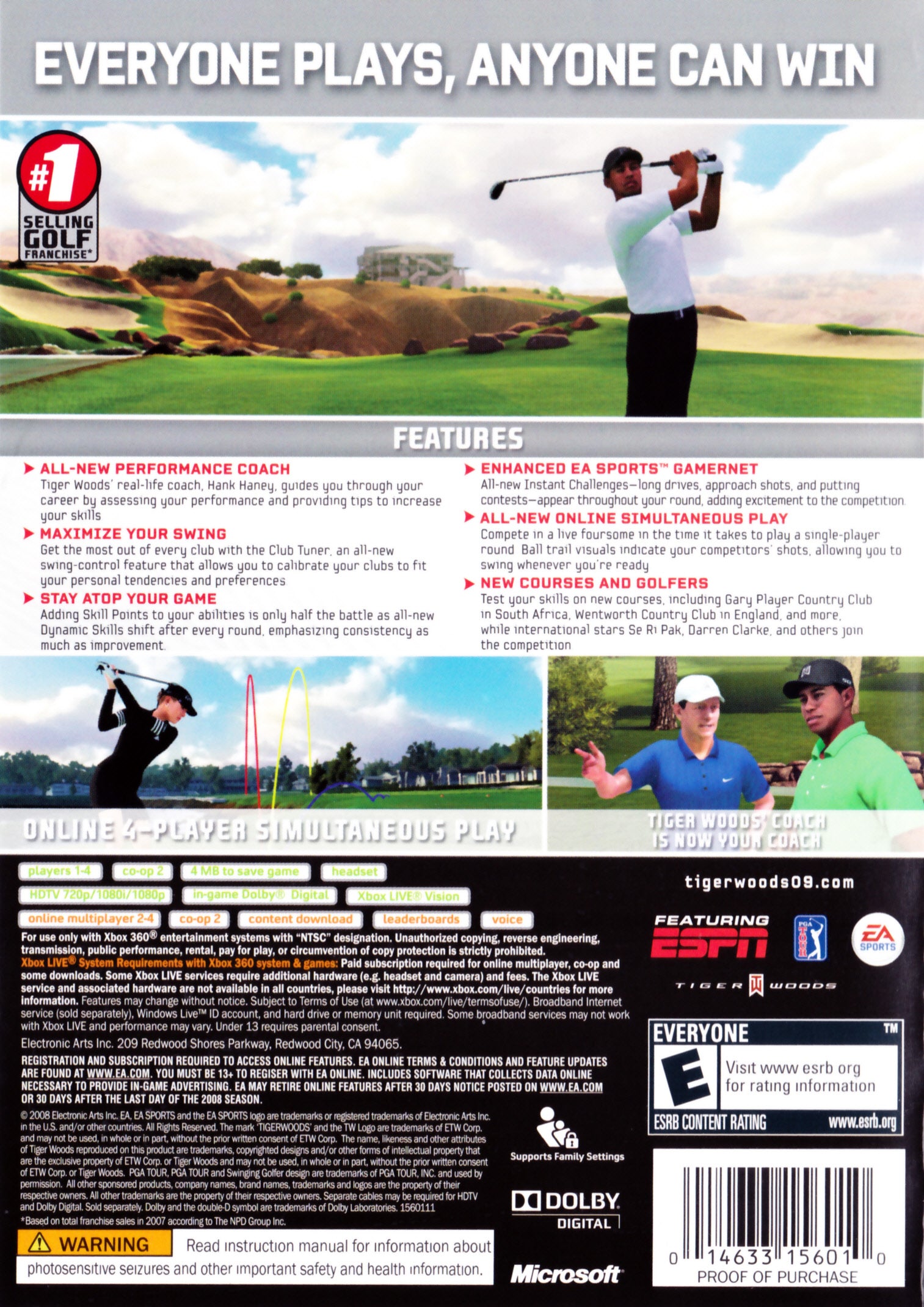 Tiger Woods PGA Tour 09 Xbox 360 - Video Game - Used - CaveGamers - Image 2