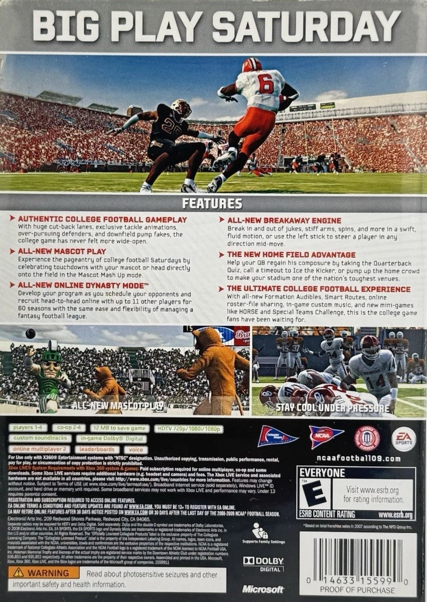 NCAA Football 09 Xbox 360 - Video Game - Used - CaveGamers - Image 2