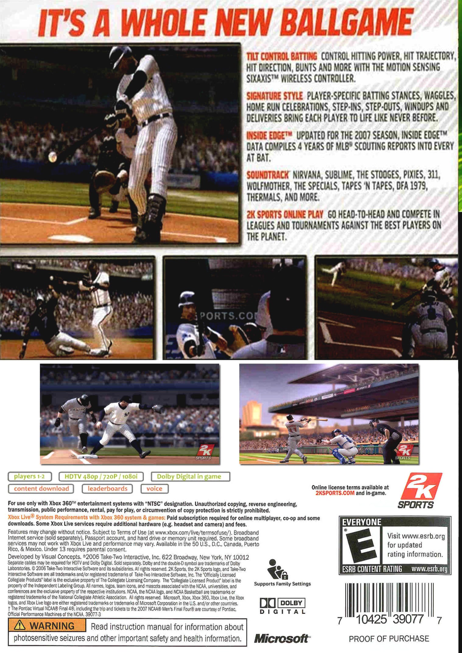 Major Leage Baseball 2K7 Xbox 360 - Video Game - Used - CaveGamers - Image 2