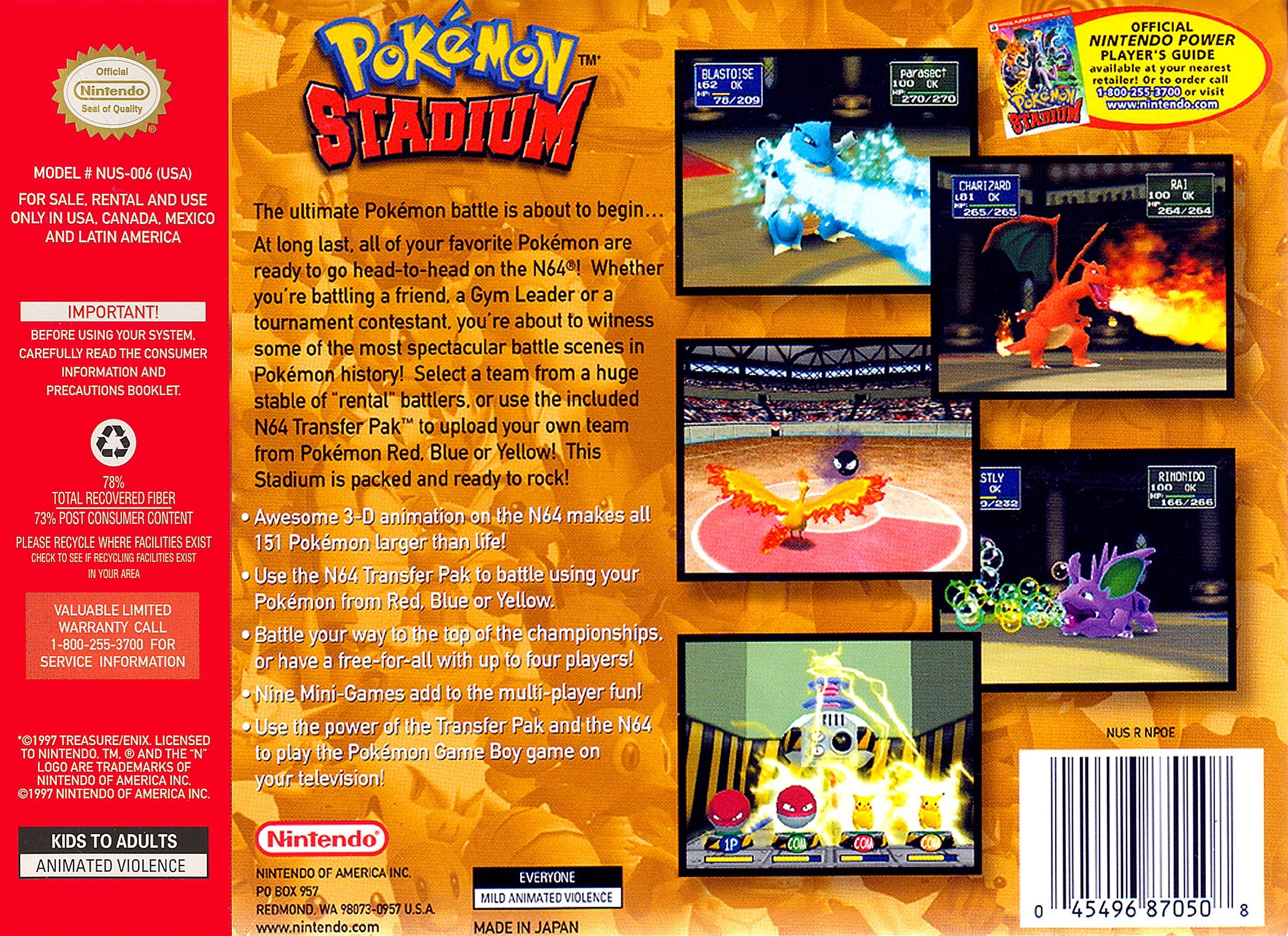 Pokemon Stadium N64 - Video Game - Used - CaveGamers - Image 2