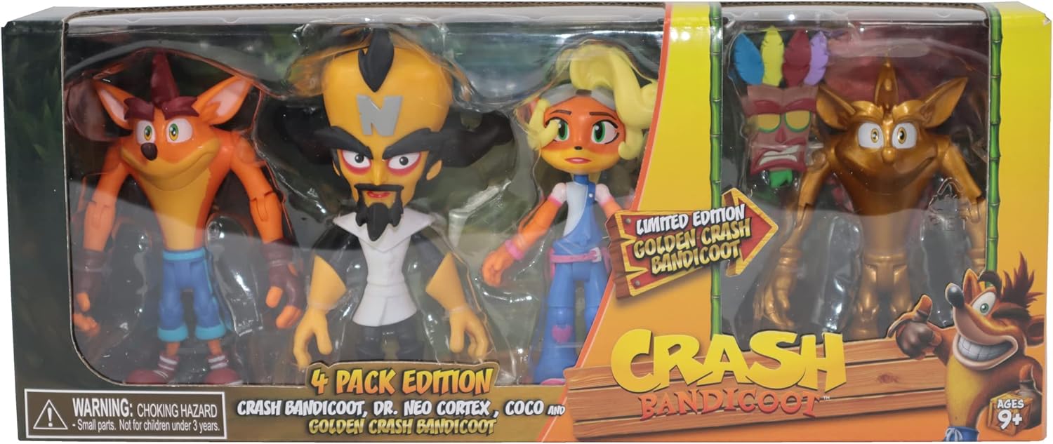 Crash Bandicoot 4 Pack with Mask 11cm Action Figure
