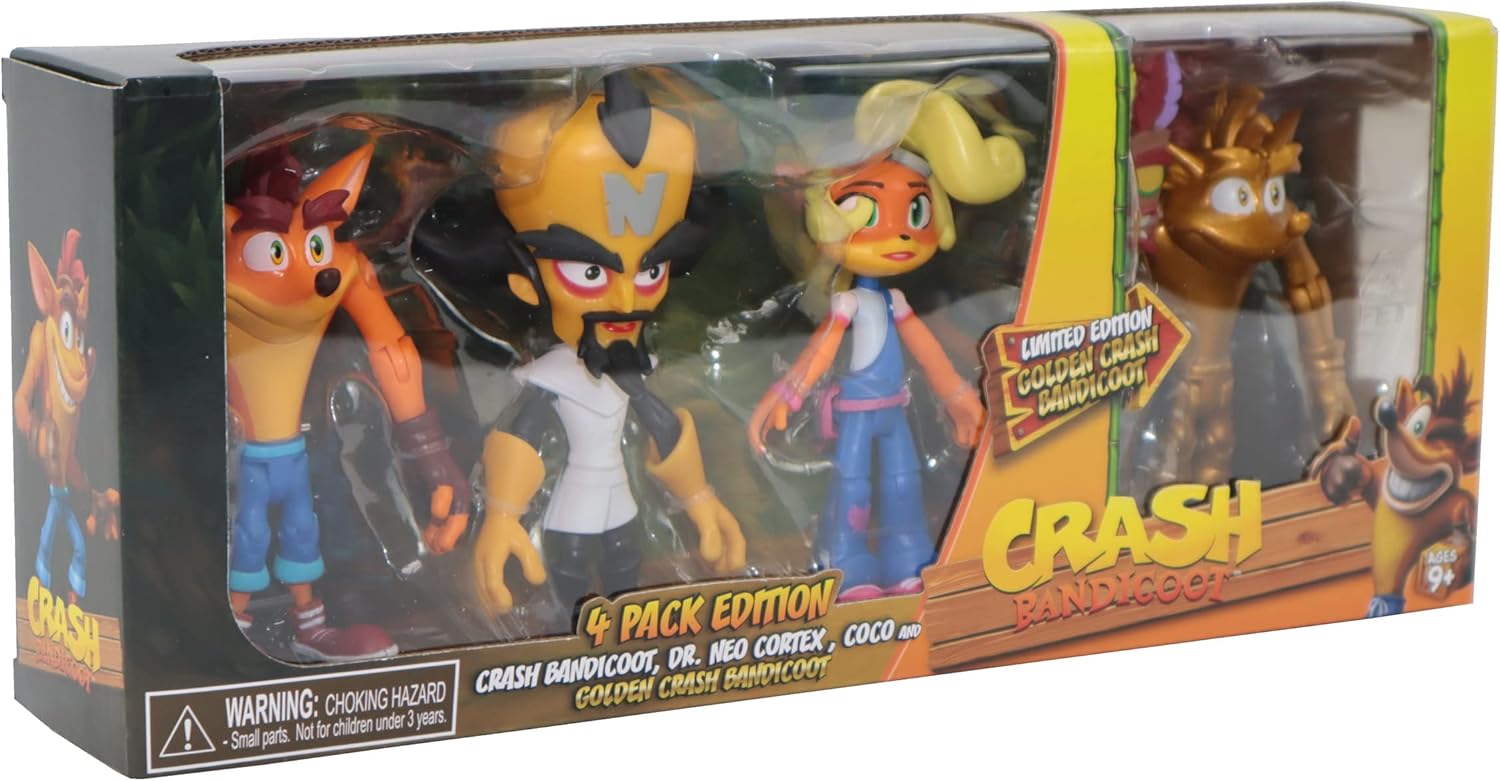 Crash Bandicoot 4 Pack with Mask 11cm Action Figure