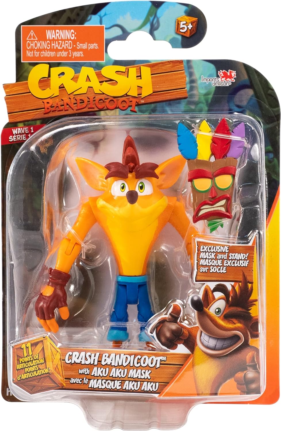 Crash Bandicoot with Mask 11cm Action Figure Action Figures - Toys - New - CaveGamers
