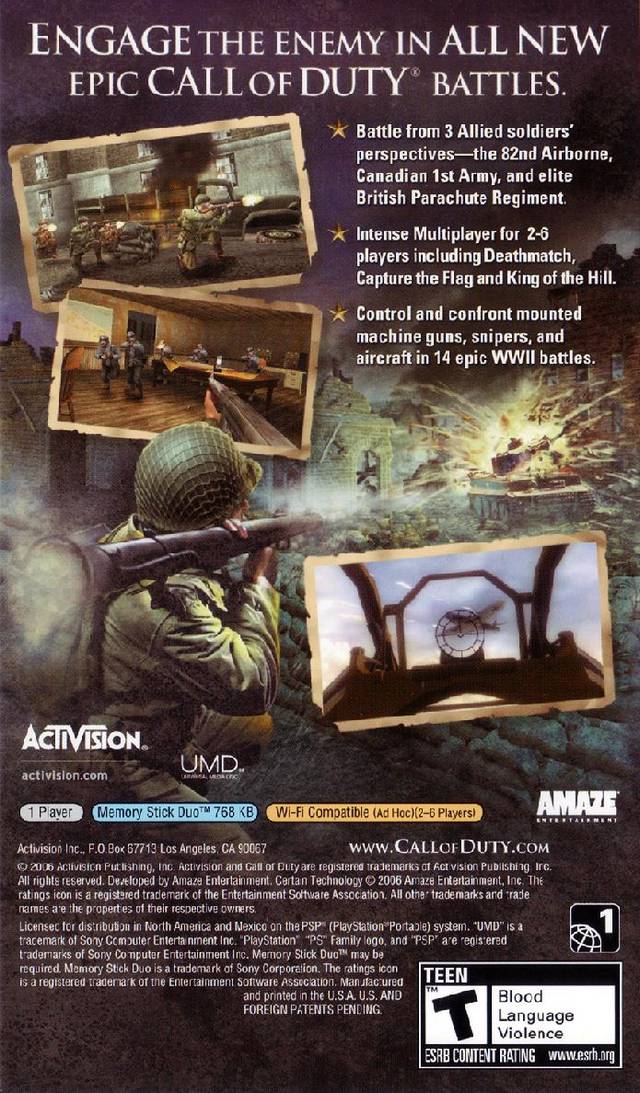 Call Of Duty: Roads To Victory PSP - Video Game - Used - CaveGamers - Image 2