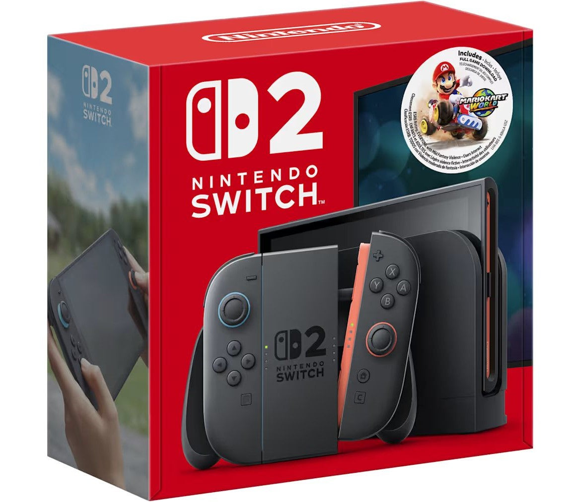 Nintendo Switch 2 Console - Mario Kart World Bundle - Video Game System - New - CaveGamers