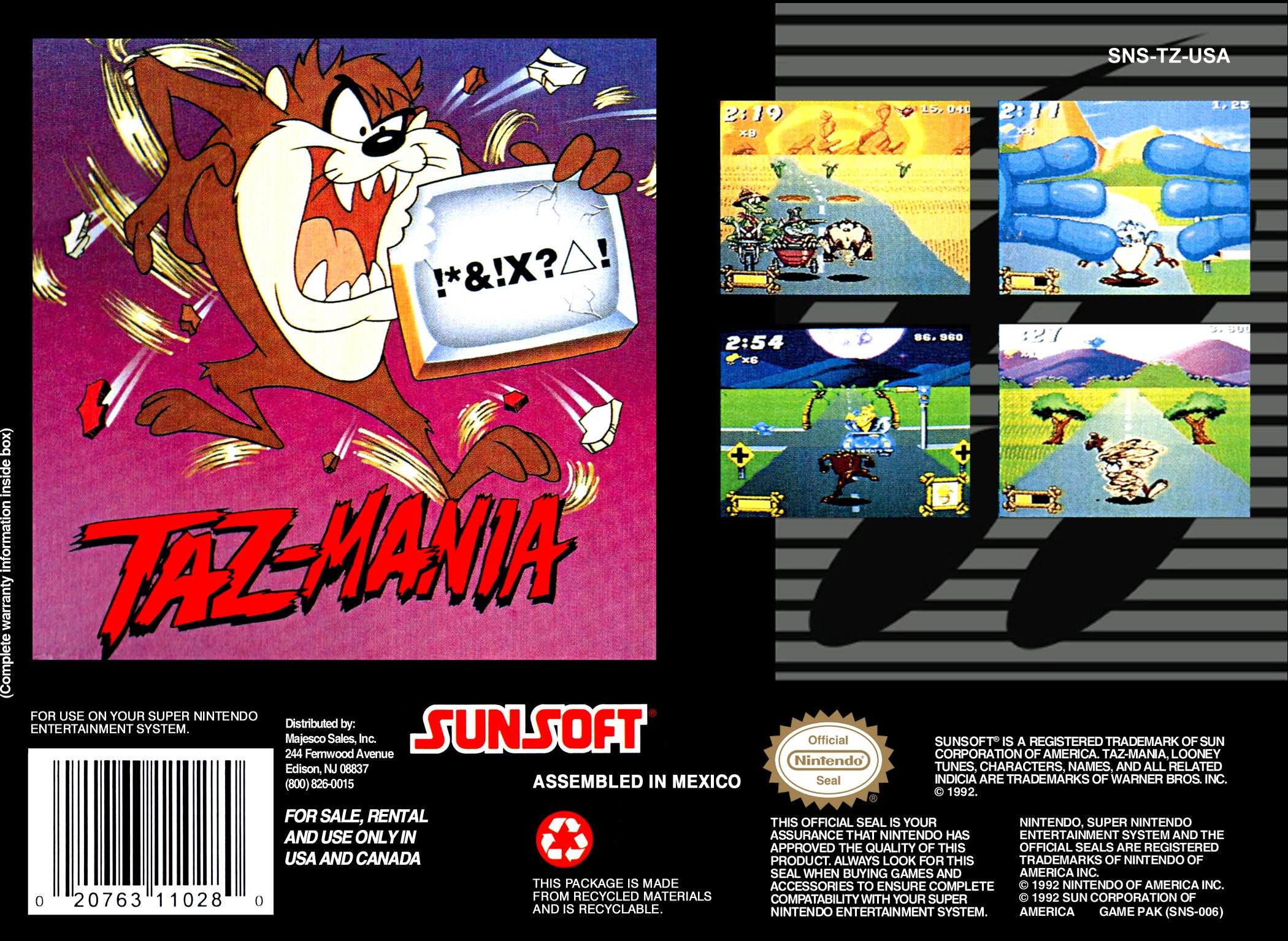 Taz-Mania SNES - Video Game - Used - CaveGamers - Image 2