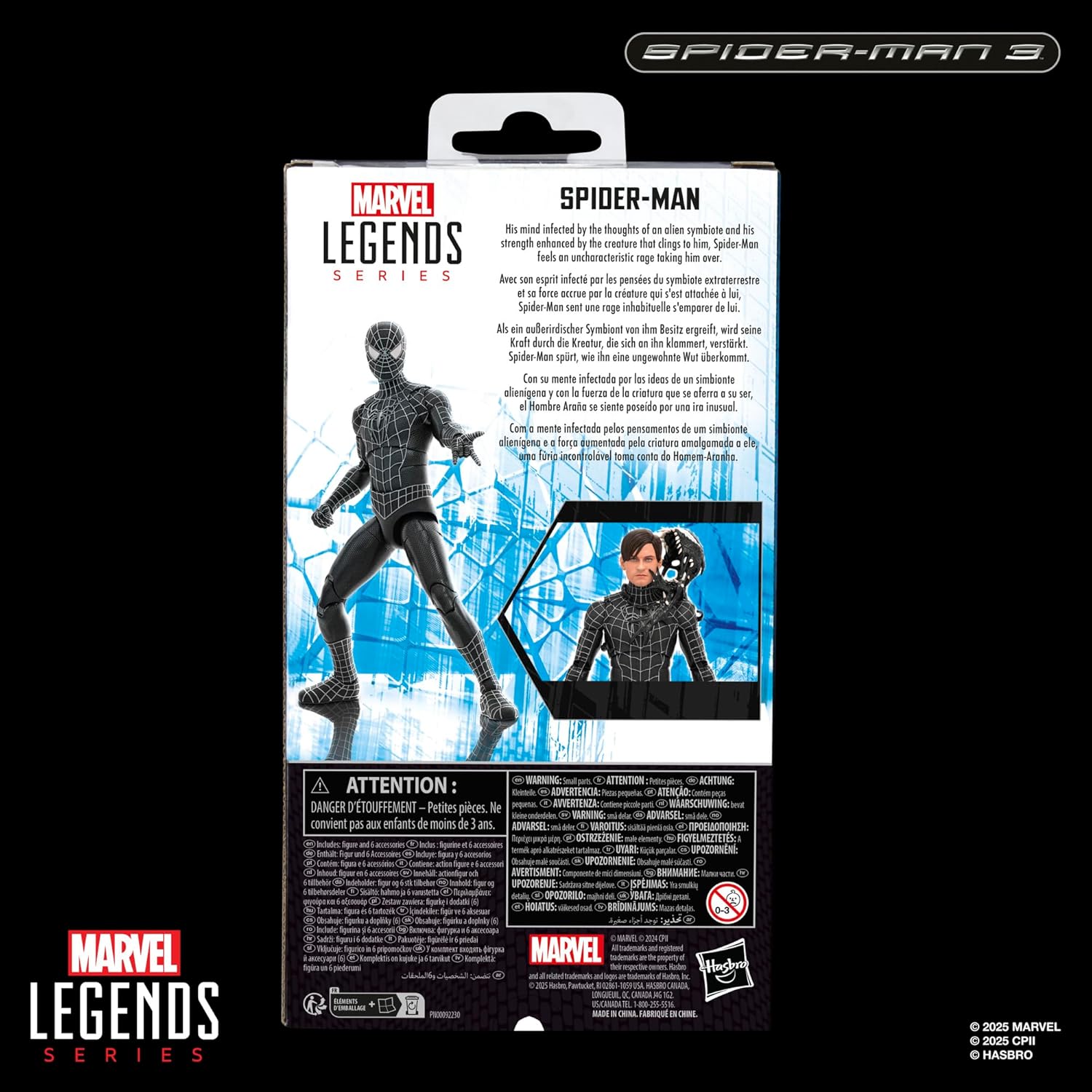 Spider-Man Marvel Legends Series Spider-Man 3 Symbiote Suit 6" Action Figure
