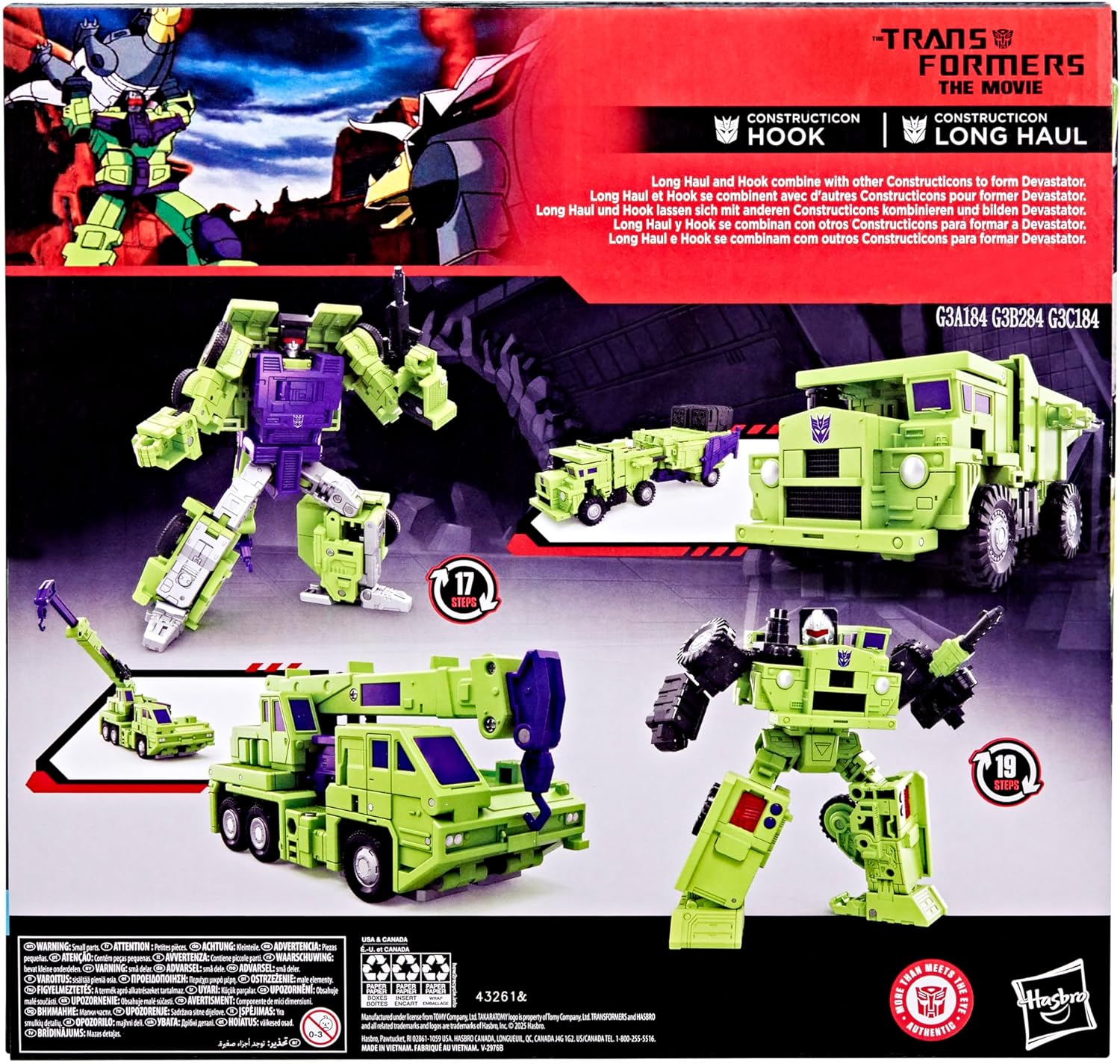 Transformers Studio Series 86 Transformers: The Movie Constructicon Long Haul & Constructicon Hook