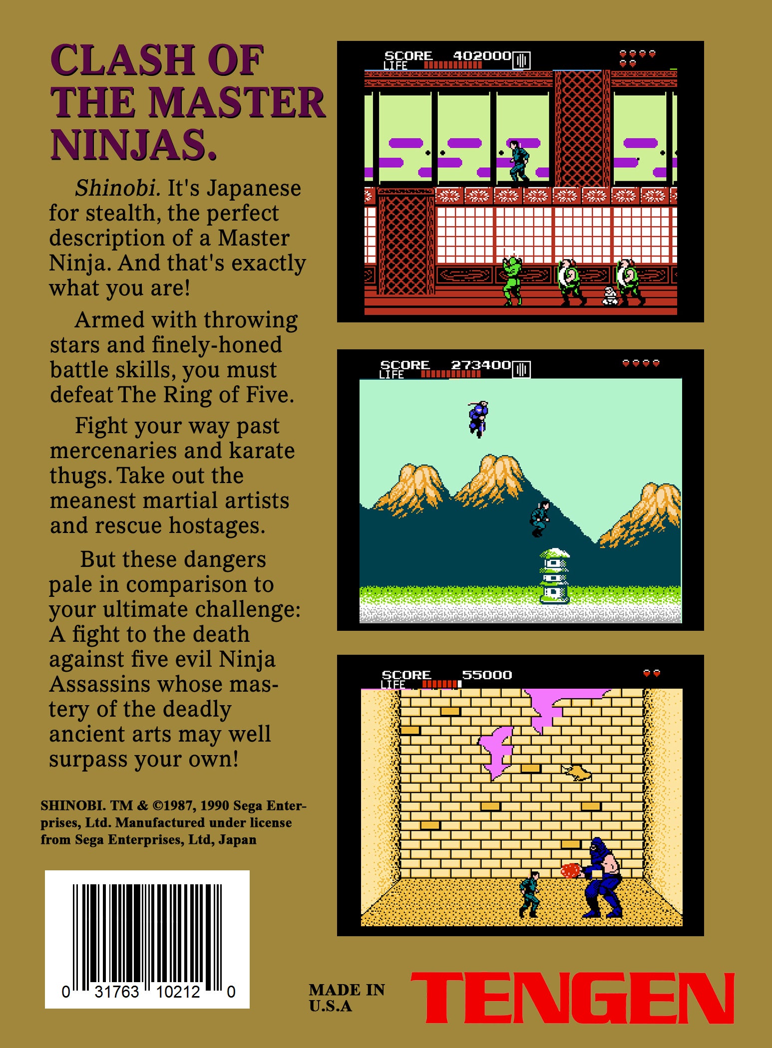 Shinobi NES - Video Game - Used - CaveGamers - Image 2