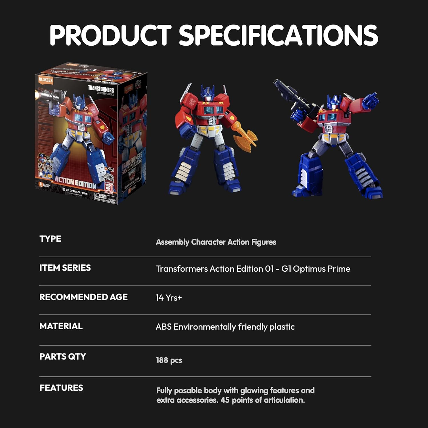 Transformers G1 Optimus Prime Blokees Action Edition Model Kit - Previews Exclusive