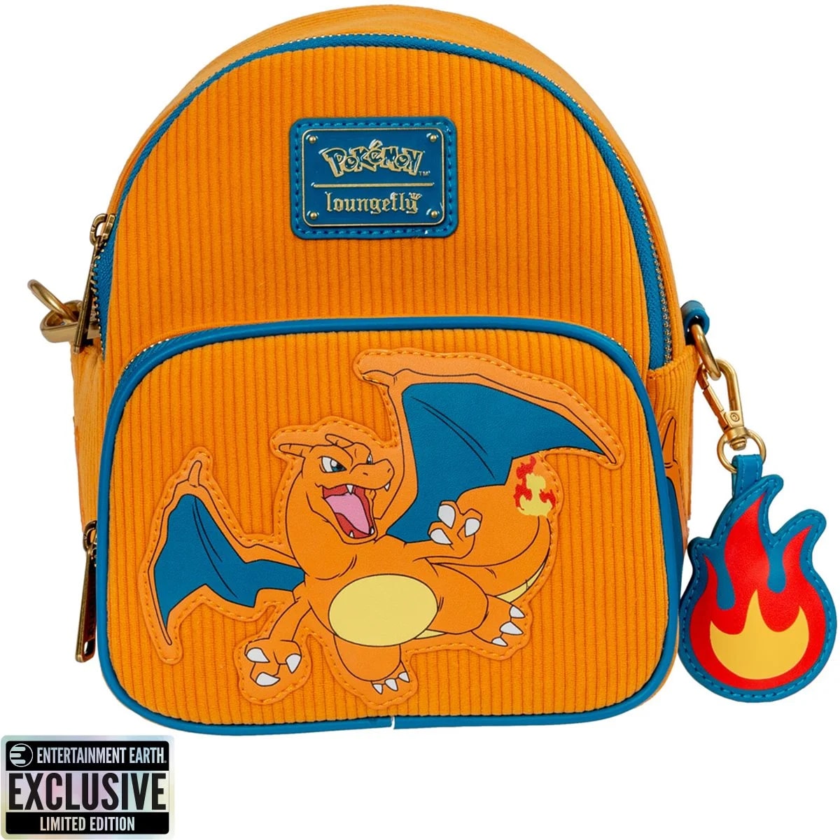 Pokemon Charizard Corduroy Convertible Mini-Backpack - Entertainment Earth Exclusive - Apparel - New - CaveGamers