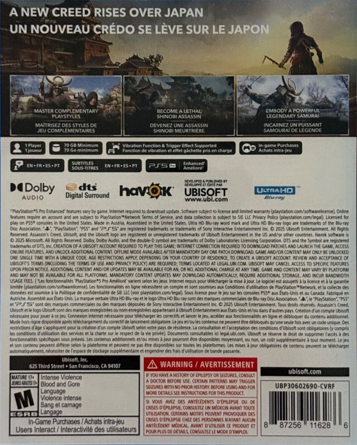 Assassin's Creed: Shadows PS5 - Video Game - Used - CaveGamers - Image 2