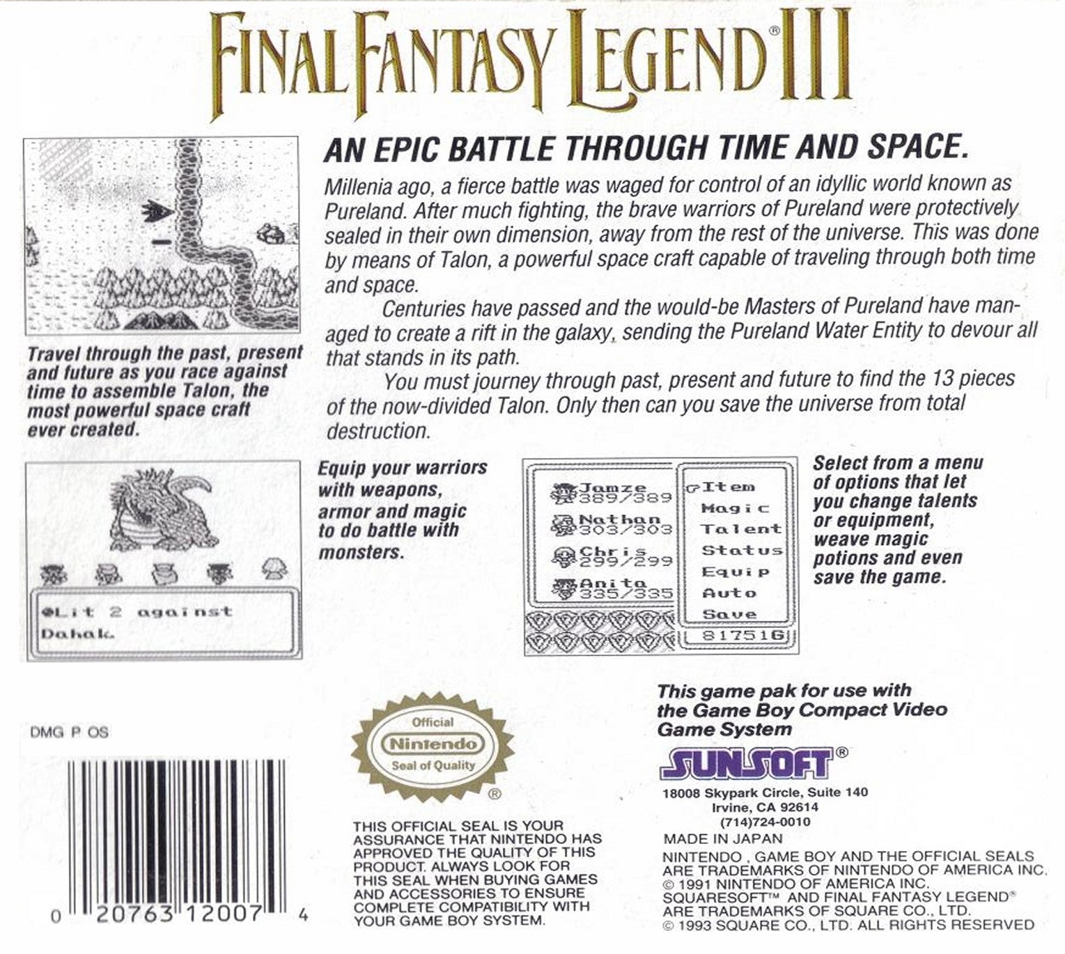 Final Fantasy Legend III Game Boy - Video Game - Used - CaveGamers - Image 2