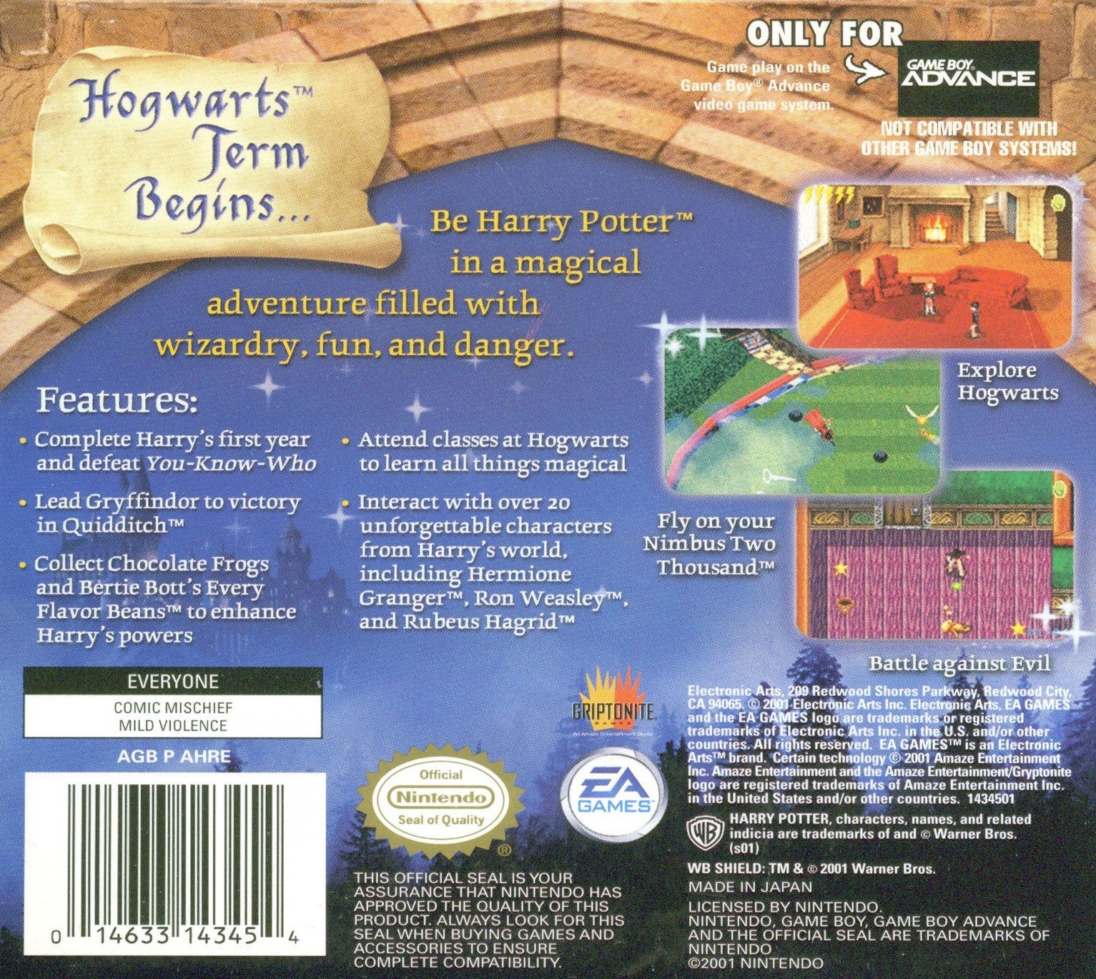Harry Potter and the Sorcerer's Stone Game Boy Advance - Video Game - Used - CaveGamers - Image 2