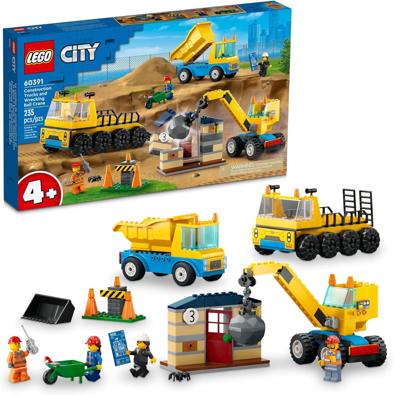 LEGO City Construction Trucks and Wrecking Ball Crane 60391 Building Sets - Toys - New - CaveGamers