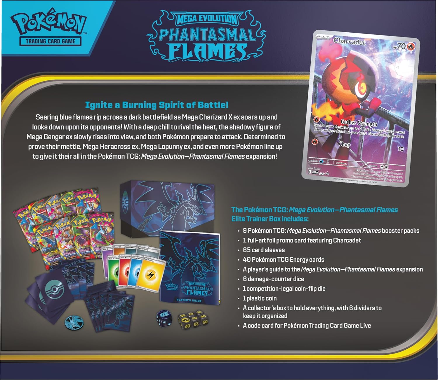 Pokemon TCG: Mega Evolution Phantasmal Flames Elite Trainer Box - Trading Card - New - CaveGamers - Image 2