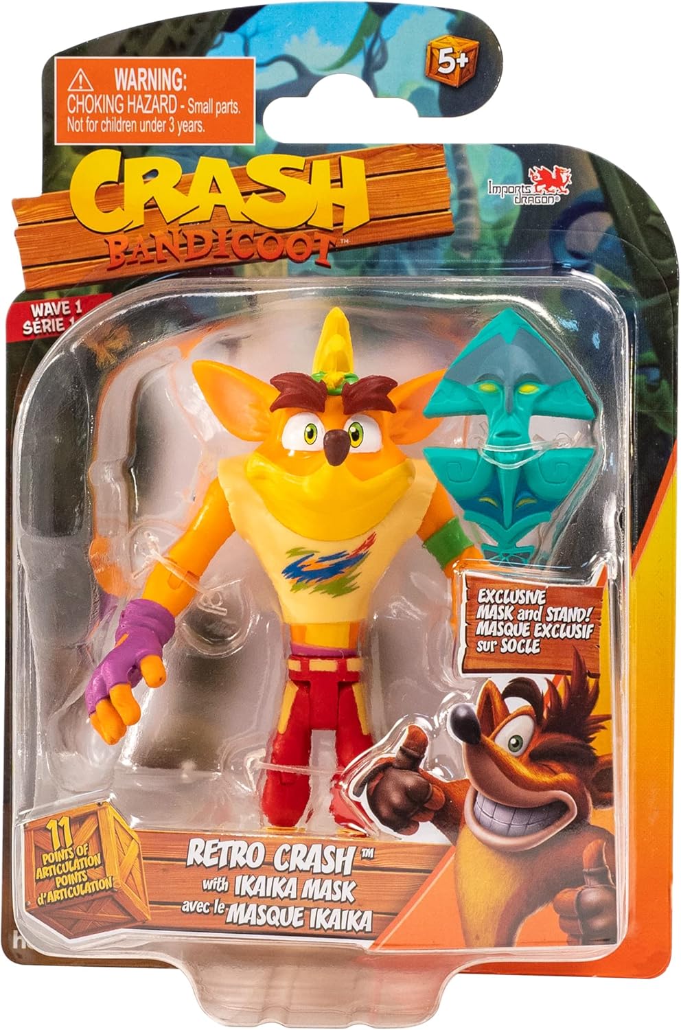 Crash Bandicoot Action Figure: Retro Crash with Mask Action Figures - Toys - New - CaveGamers
