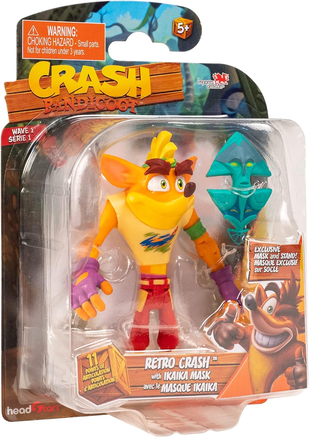 Crash Bandicoot Action Figure: Retro Crash with Mask Action Figures - Toys - New - CaveGamers - Image 2