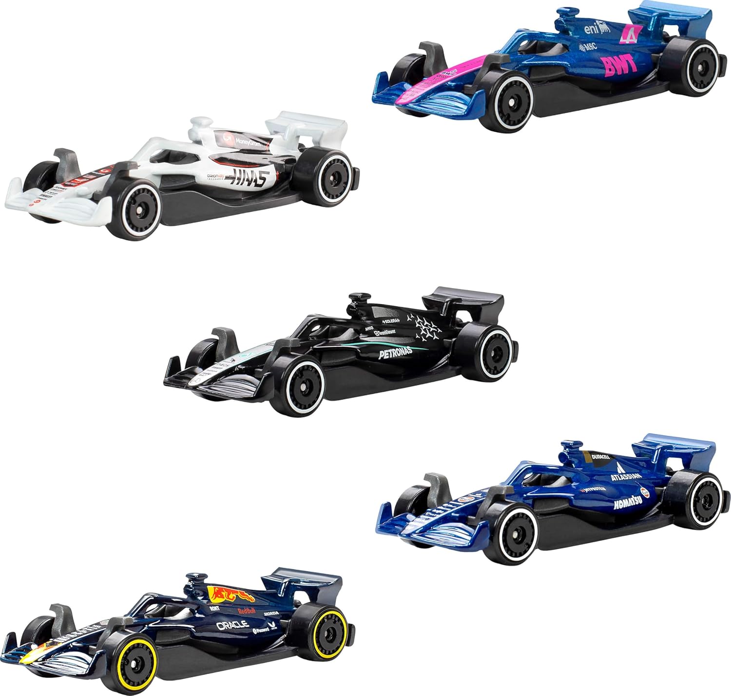 Hot Wheels 1:64 Scale 5-Pack Formula 1 Die-Cast Toy Cars, Set of 5 Officially Licensed, Collectible F1 Race Cars for Play or Display - Toys - New - CaveGamers - Image 2