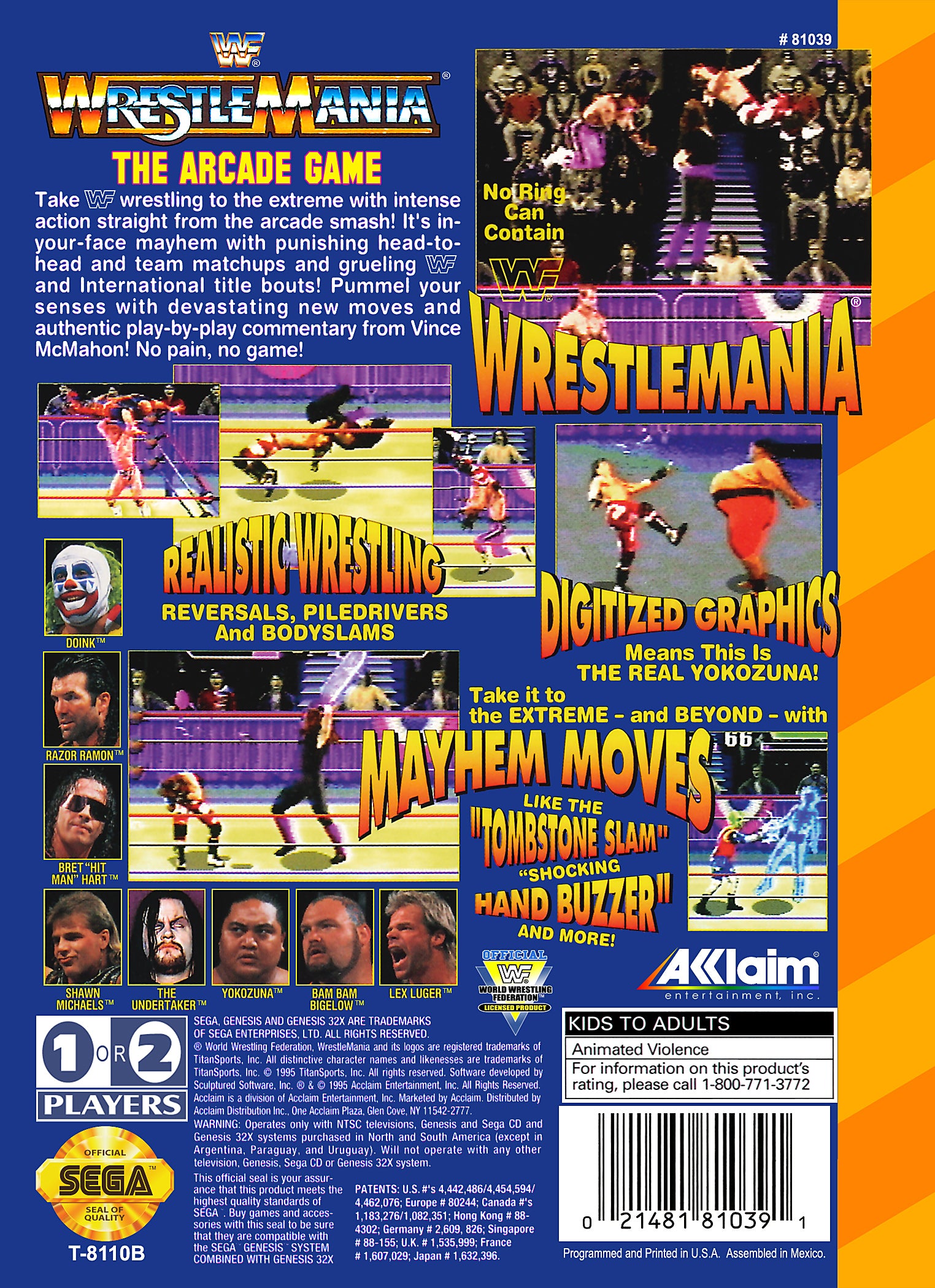 WWF Wrestlemania: The Arcade Game 32X Genesis - Video Game - Used - CaveGamers - Image 2