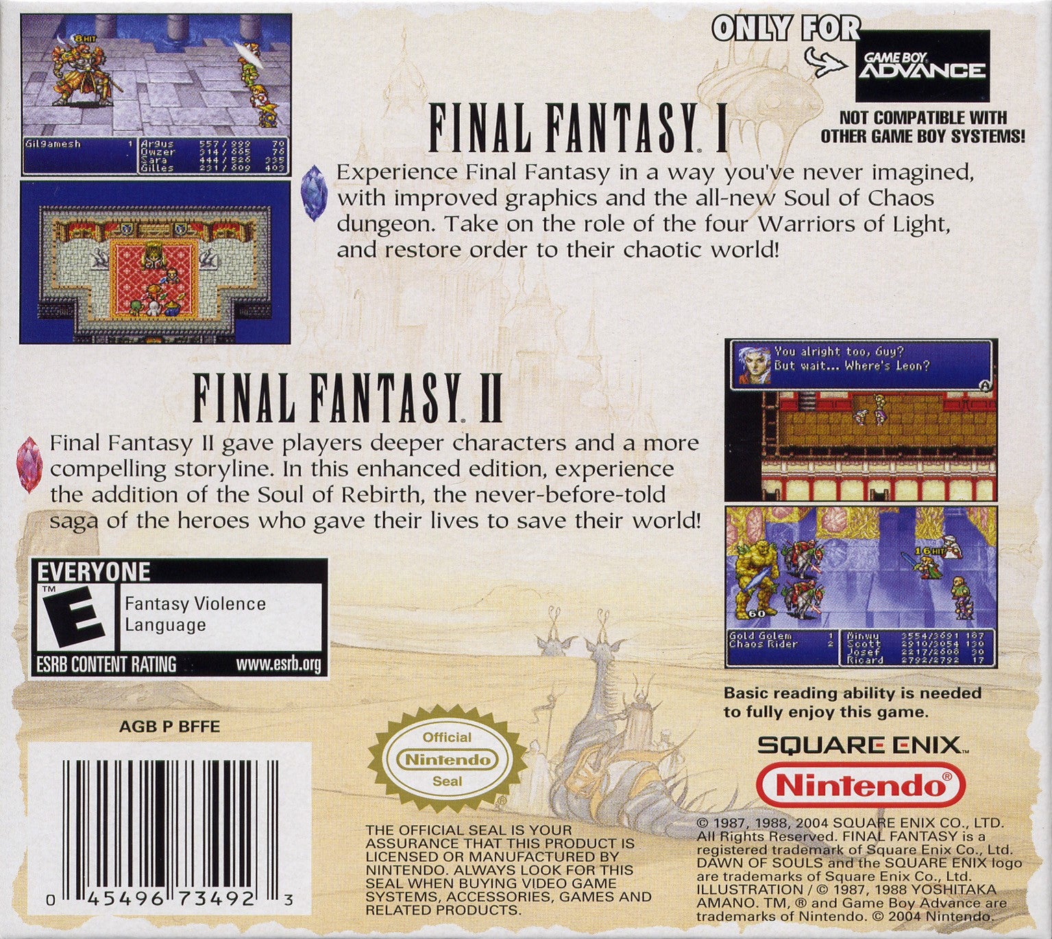 Final Fantasy I & II: Dawn of Souls Game Boy Advance - Video Game - Used - CaveGamers - Image 2