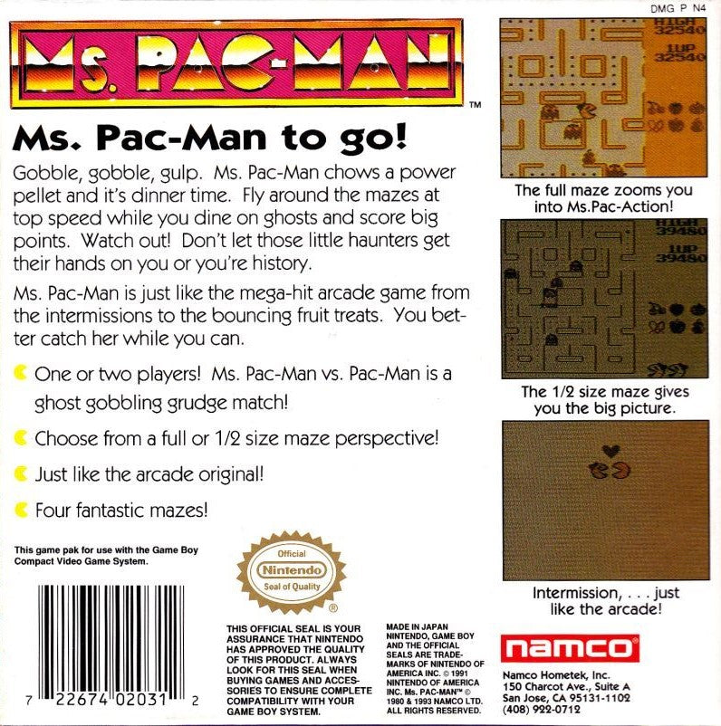 Ms. Pac-Man Game Boy - Video Game - Used - CaveGamers - Image 2