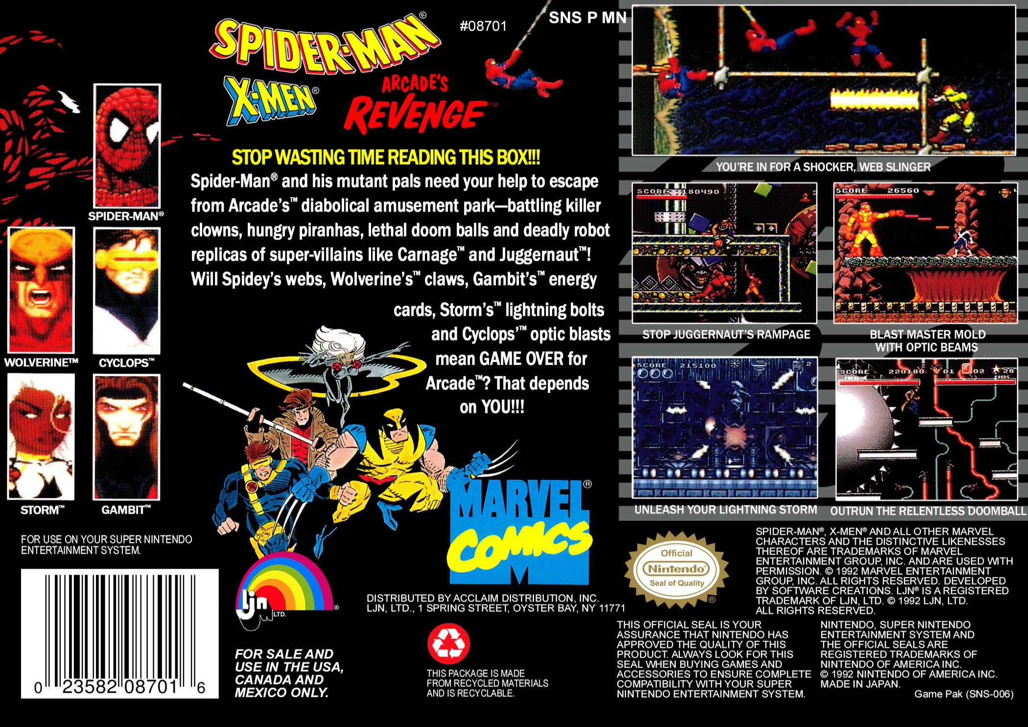 Spider-Man/X-Men: Arcade's Revenge SNES - Video Game - Used - CaveGamers - Image 2