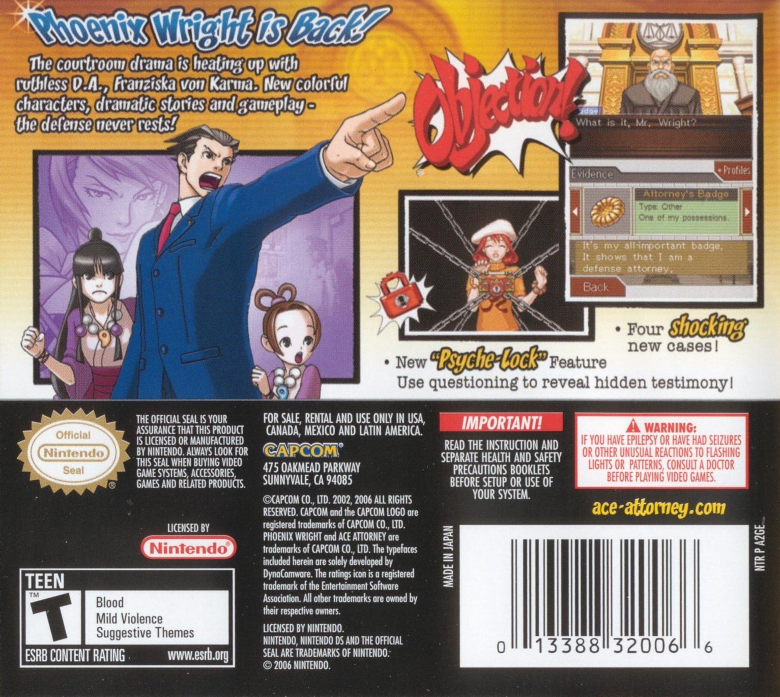 Phoenix Wright: Ace Attorney: Justice for All DS - Video Game - Used - CaveGamers - Image 2