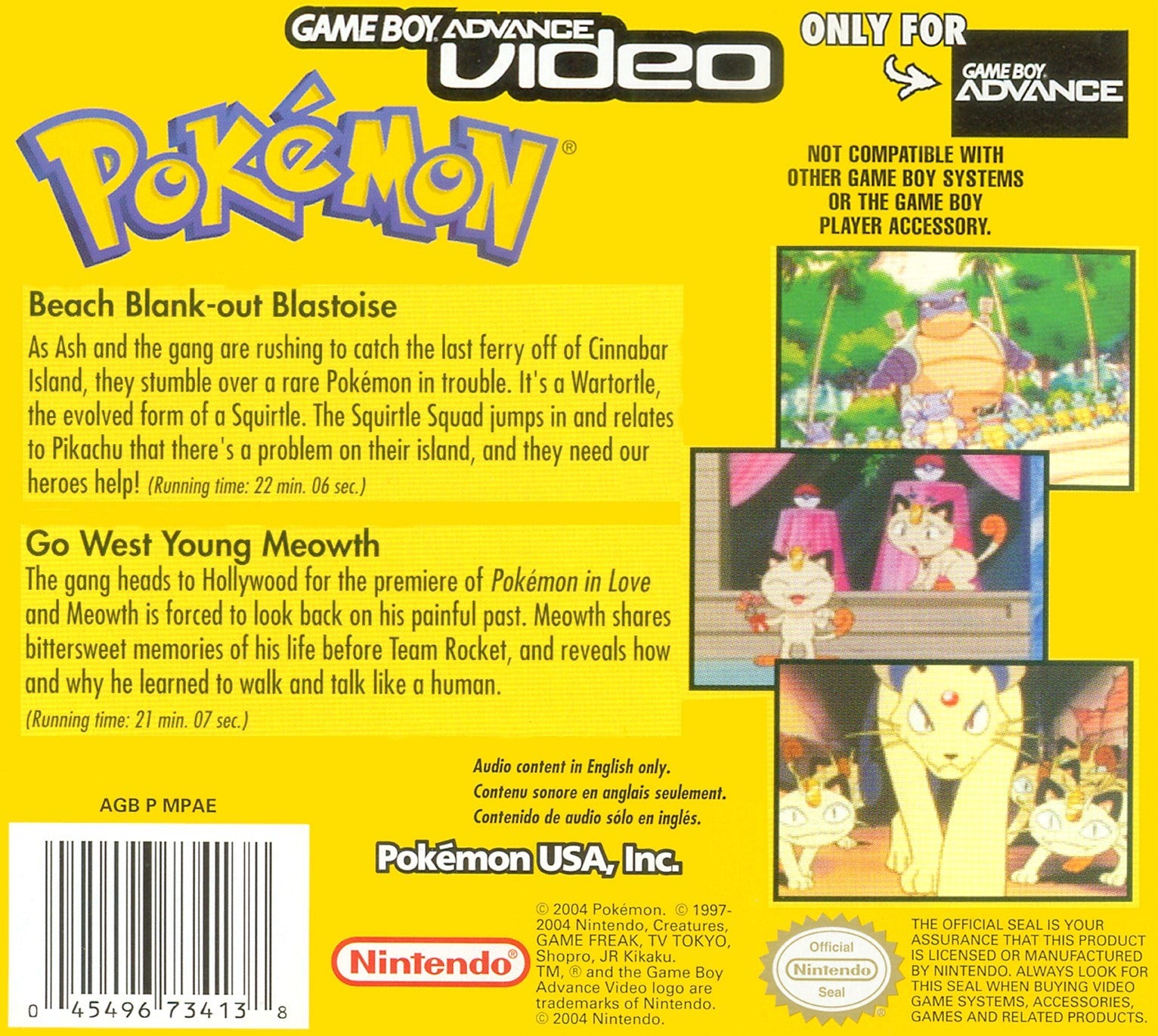 Pokemon Beach Blank-out Blastoise / Go West Young Meowth - Video Game Boy Advance - Video Game - Used - CaveGamers - Image 2