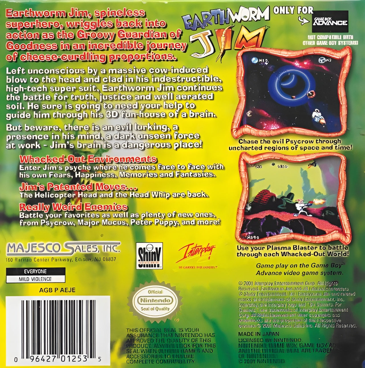 Earthworm Jim Game Boy Advance - Video Game - Used - CaveGamers - Image 2