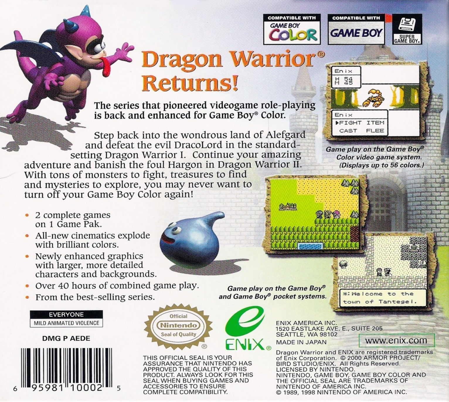 Dragon Warrior I & II Game Boy Color - Video Game - Used - CaveGamers - Image 2