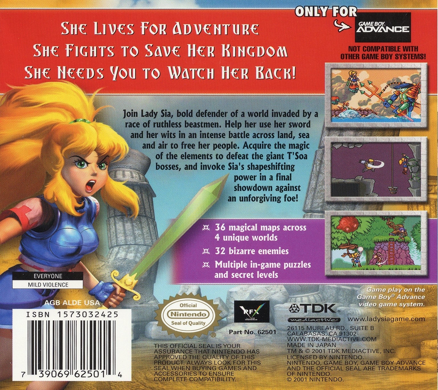 Lady Sia Game Boy Advance - Video Game - Used - CaveGamers - Image 2