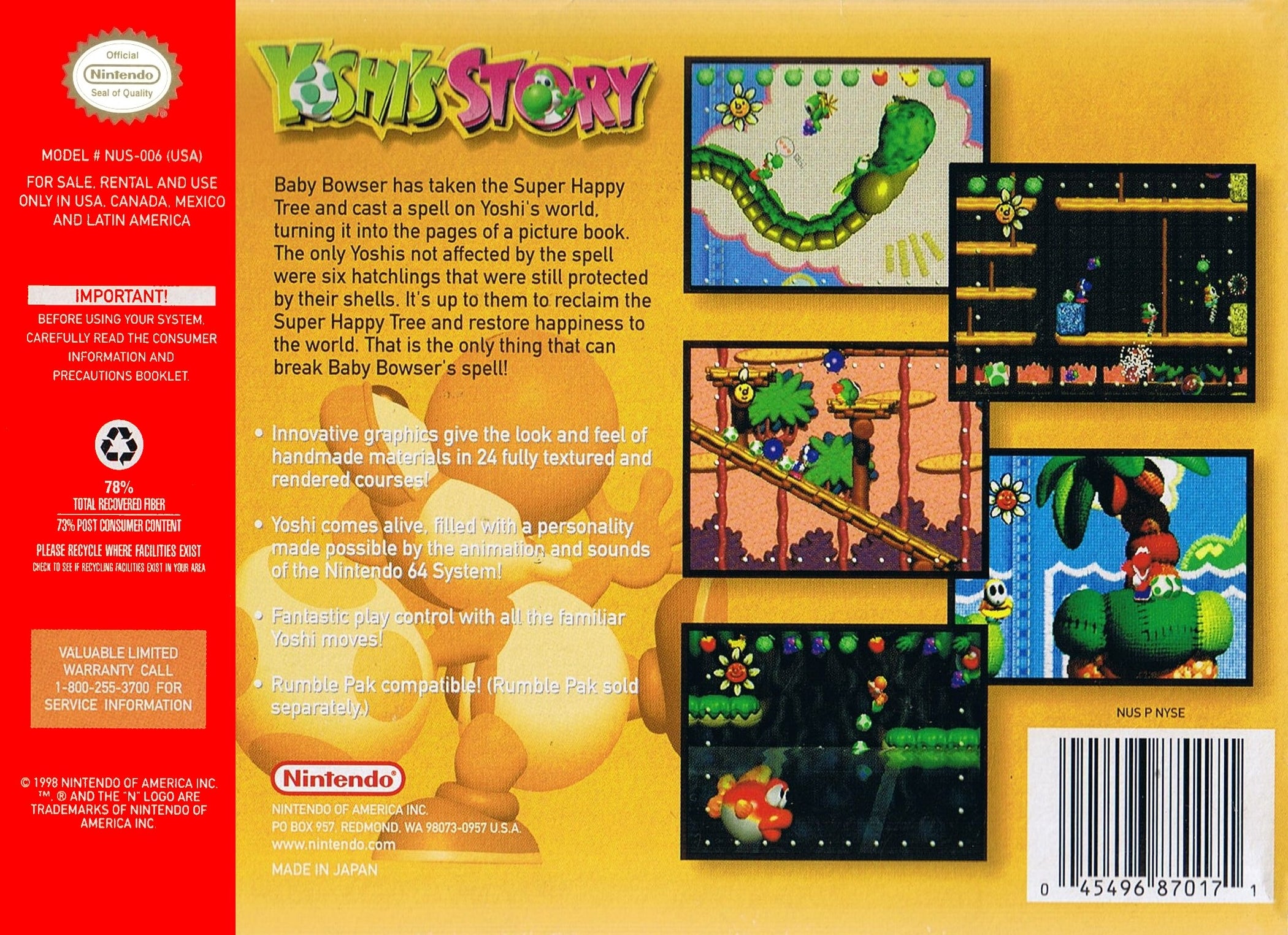 Yoshi's Story N64 - Video Game - Used - CaveGamers - Image 2