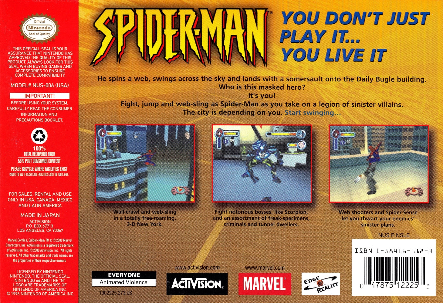 Spider-Man N64 - Video Game - Used - CaveGamers - Image 2