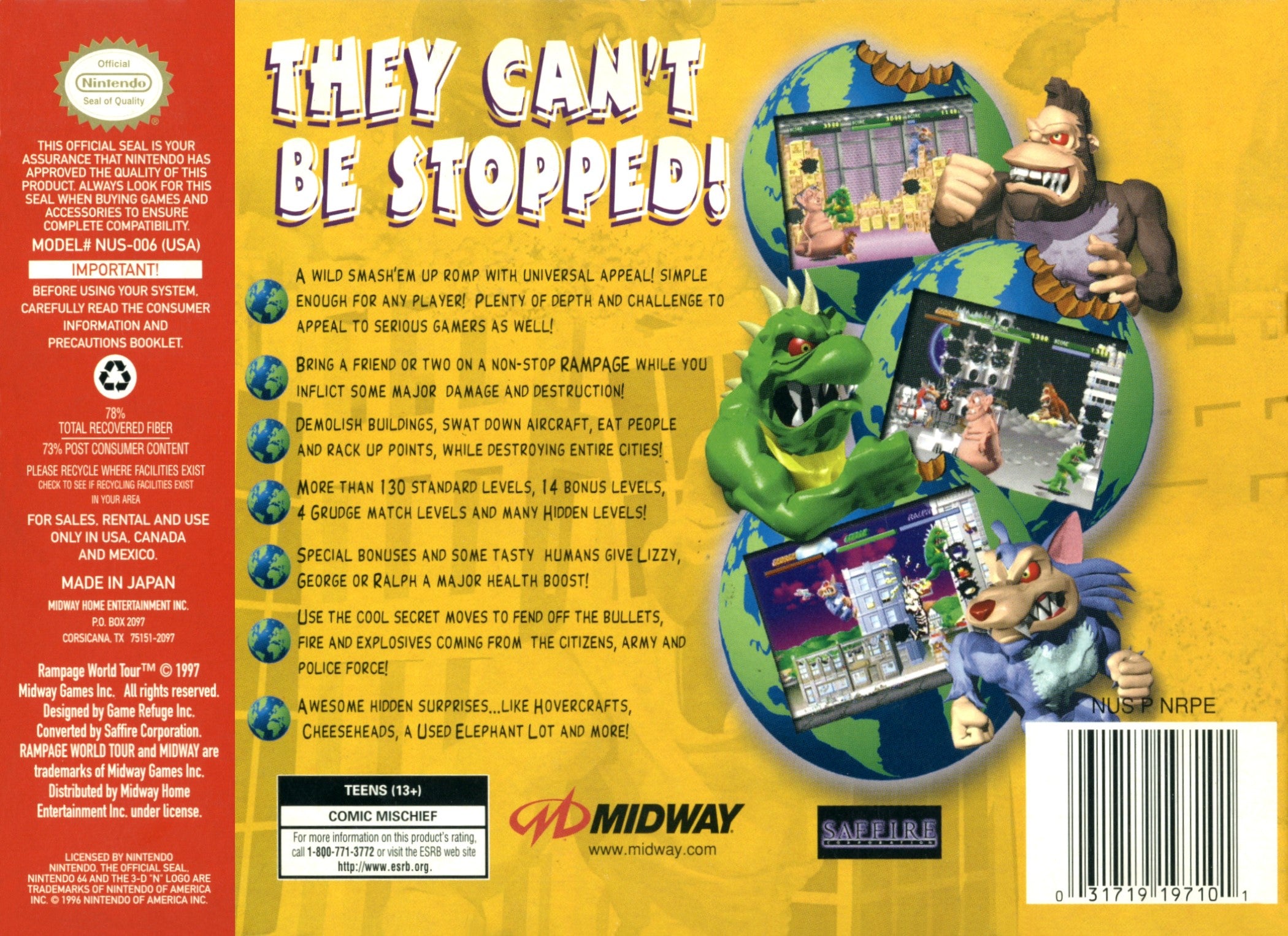 Rampage World Tour N64 - Video Game - Used - CaveGamers - Image 2
