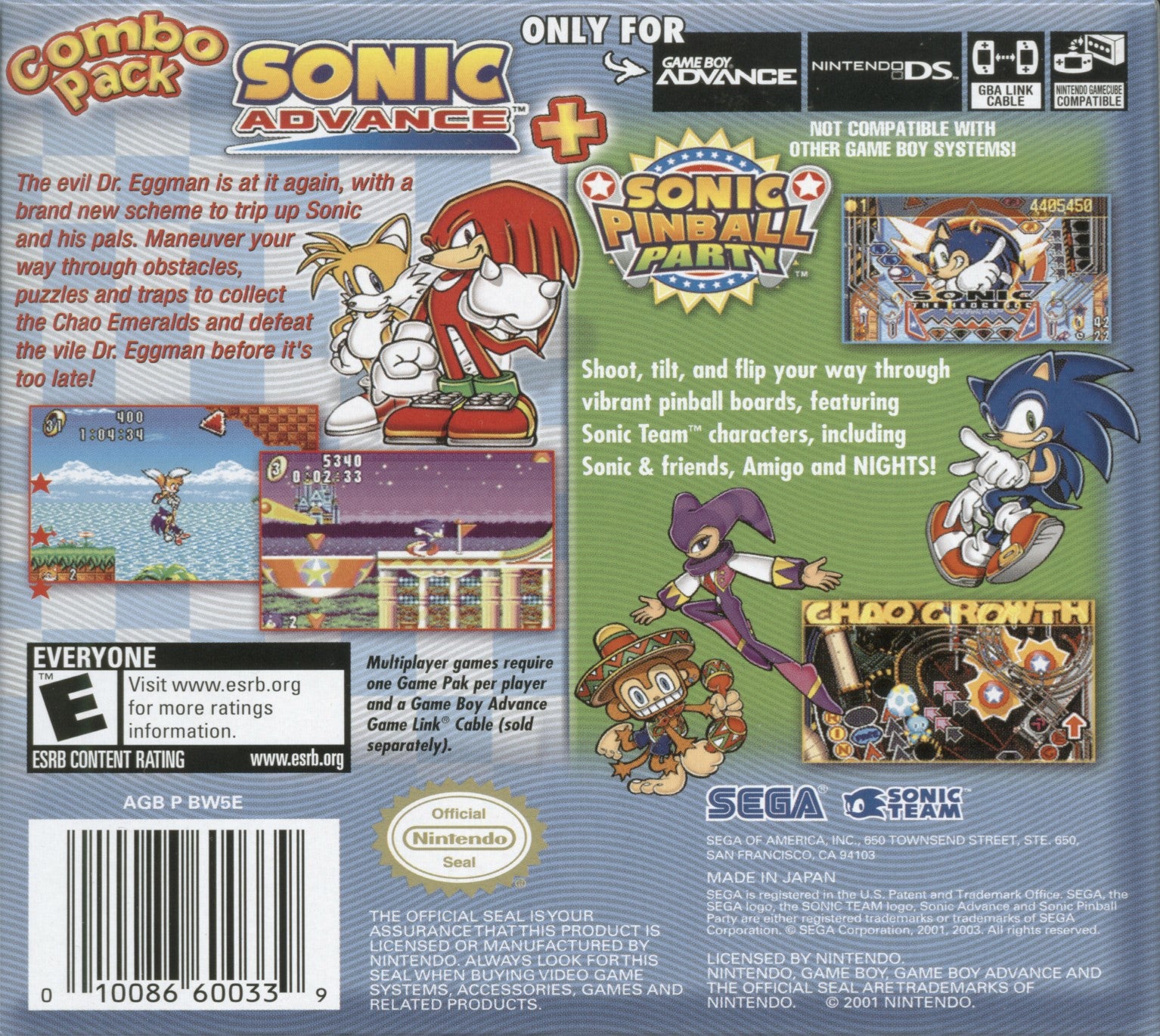 Sonic Advance & Sonic Pinball Party Game Boy Advance - Video Game - Used - CaveGamers - Image 2