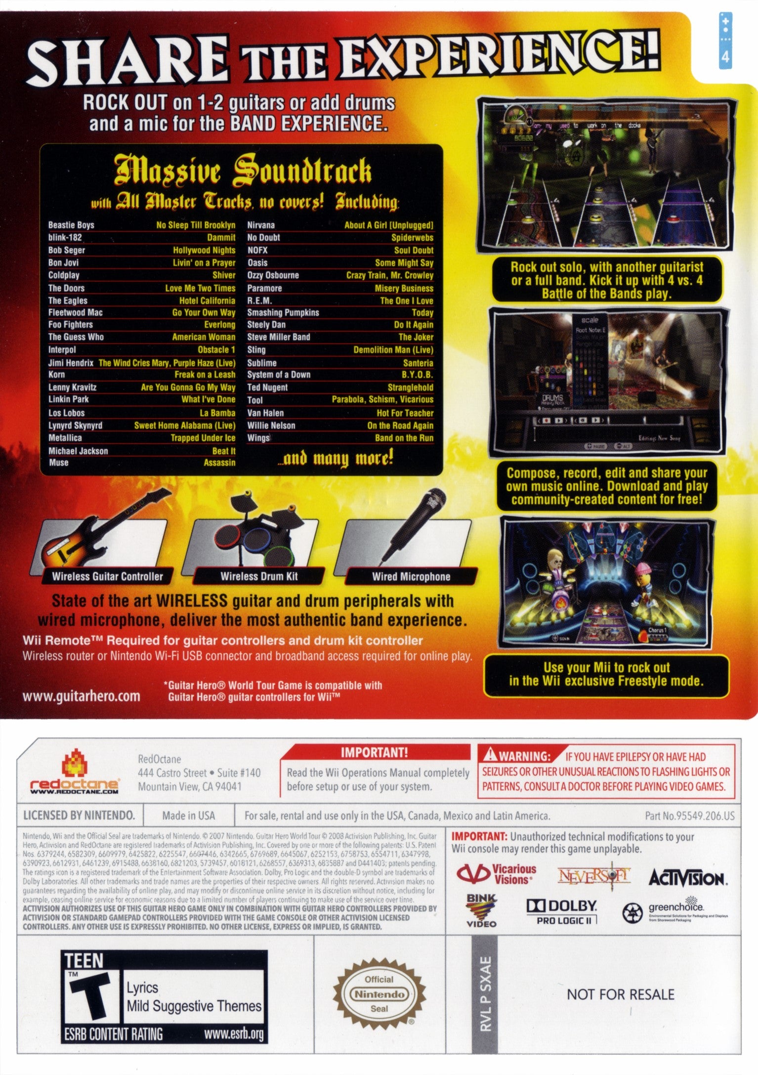 Guitar Hero World Tour Wii - Video Game - Used - CaveGamers - Image 2