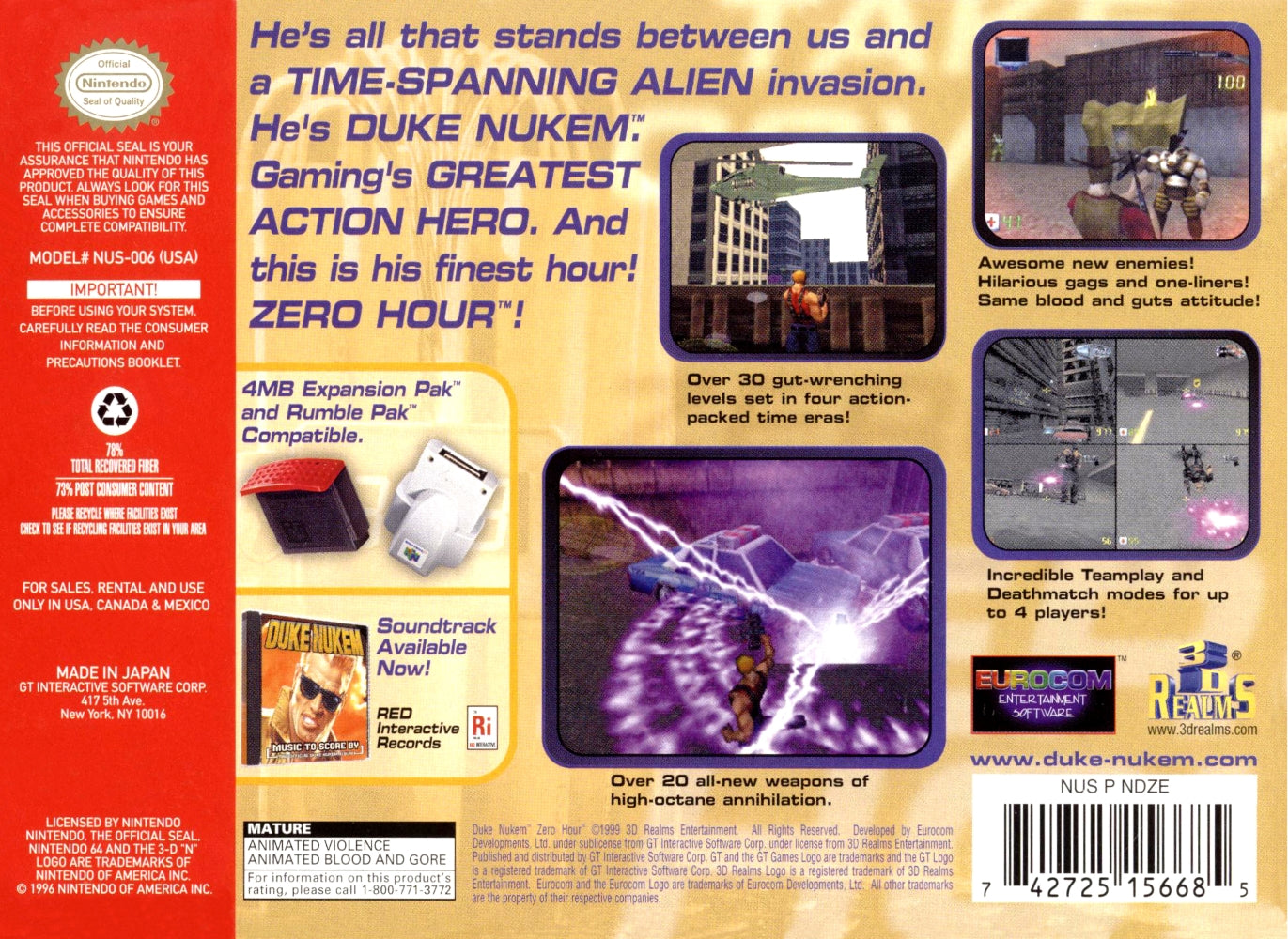 Duke Nukem: Zero Hour N64 - Video Game - Used - CaveGamers - Image 2