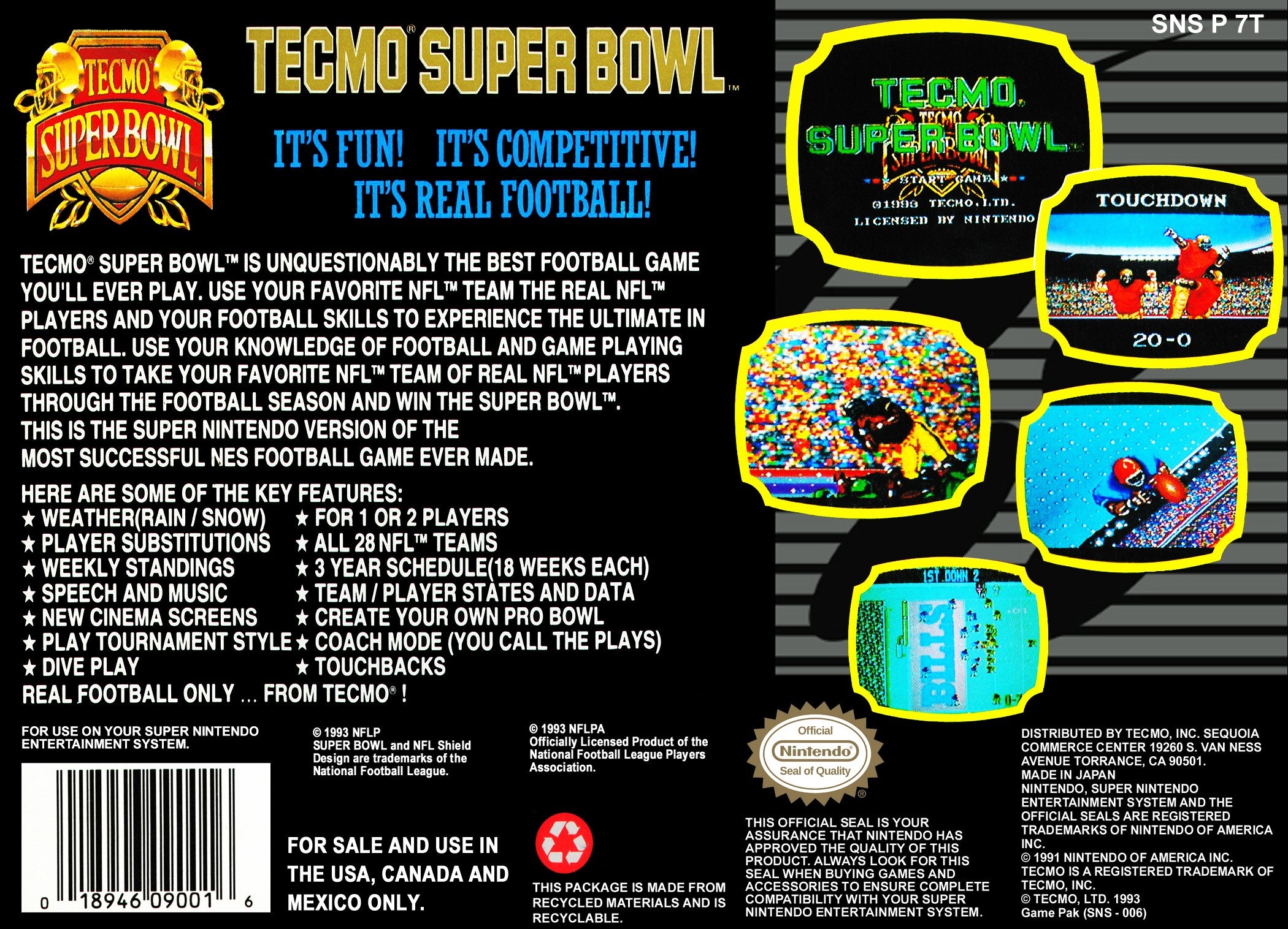 Tecmo Super Bowl SNES - Video Game - Used - CaveGamers - Image 2
