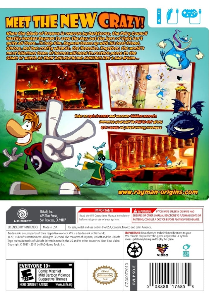 Rayman Origins Wii - Video Game - Used - CaveGamers - Image 2