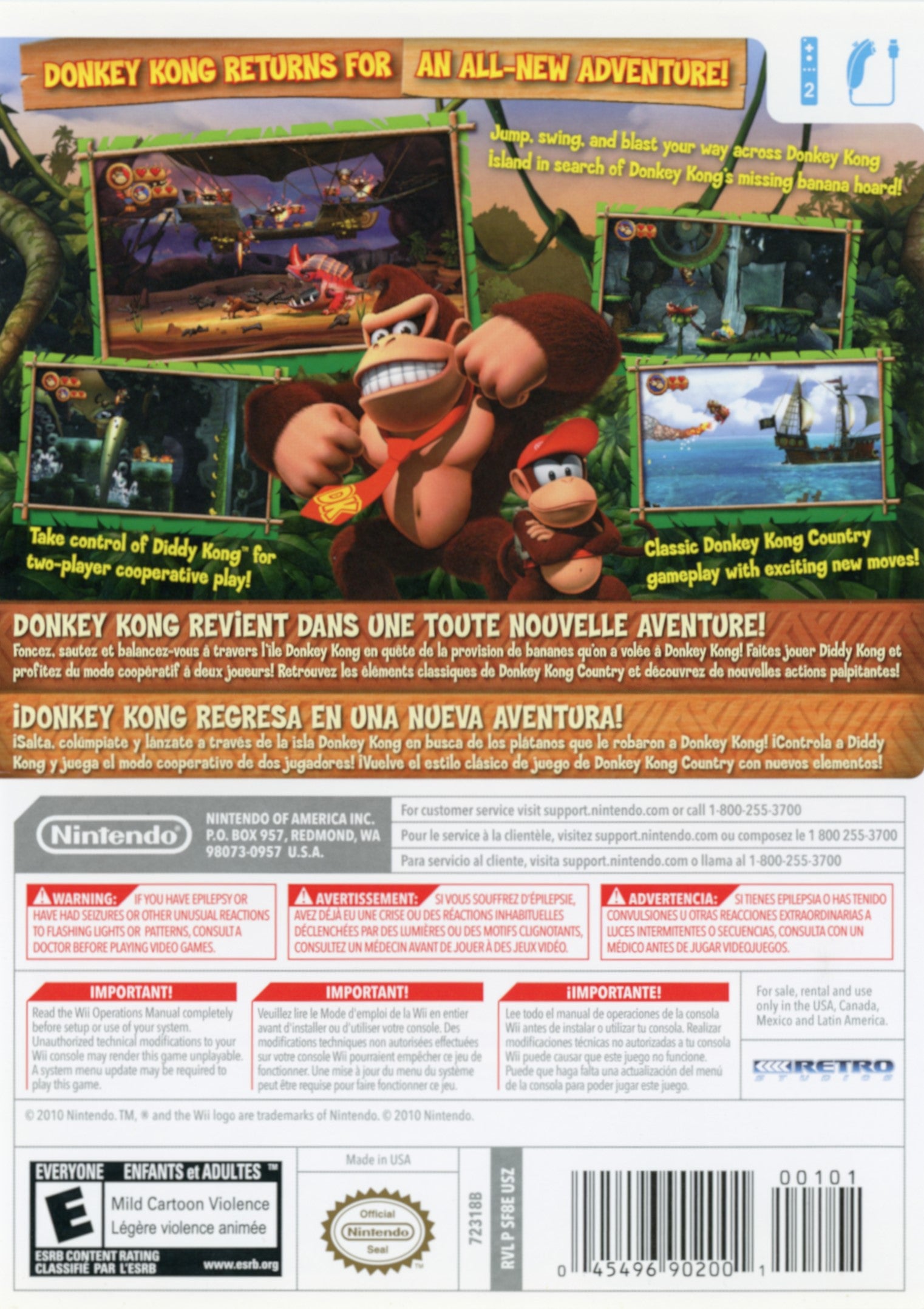 Donkey Kong Country Returns Wii - Video Game - Used - CaveGamers - Image 2