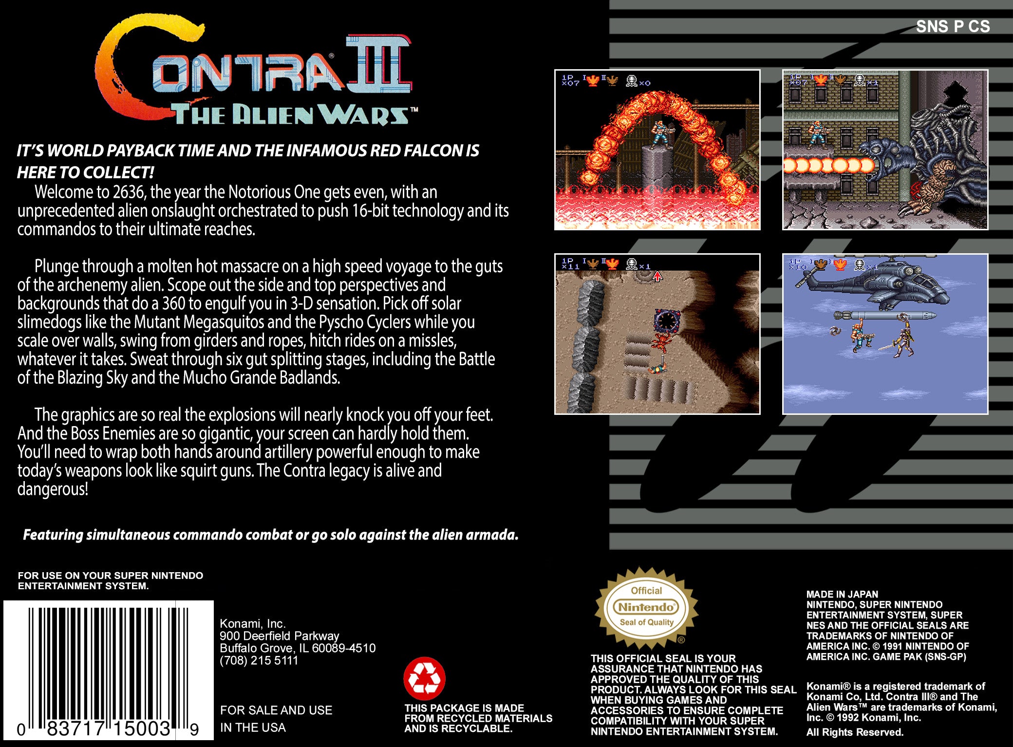 Contra III: The Alien Wars SNES - Video Game - Used - CaveGamers - Image 2