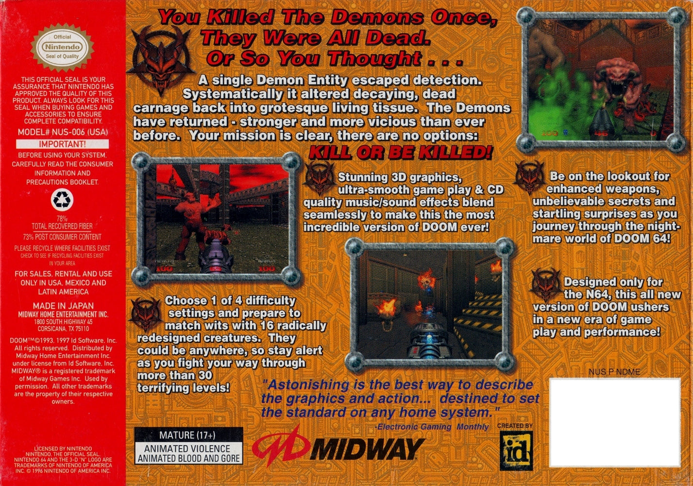 Doom 64 N64 - Video Game - Used - CaveGamers - Image 2