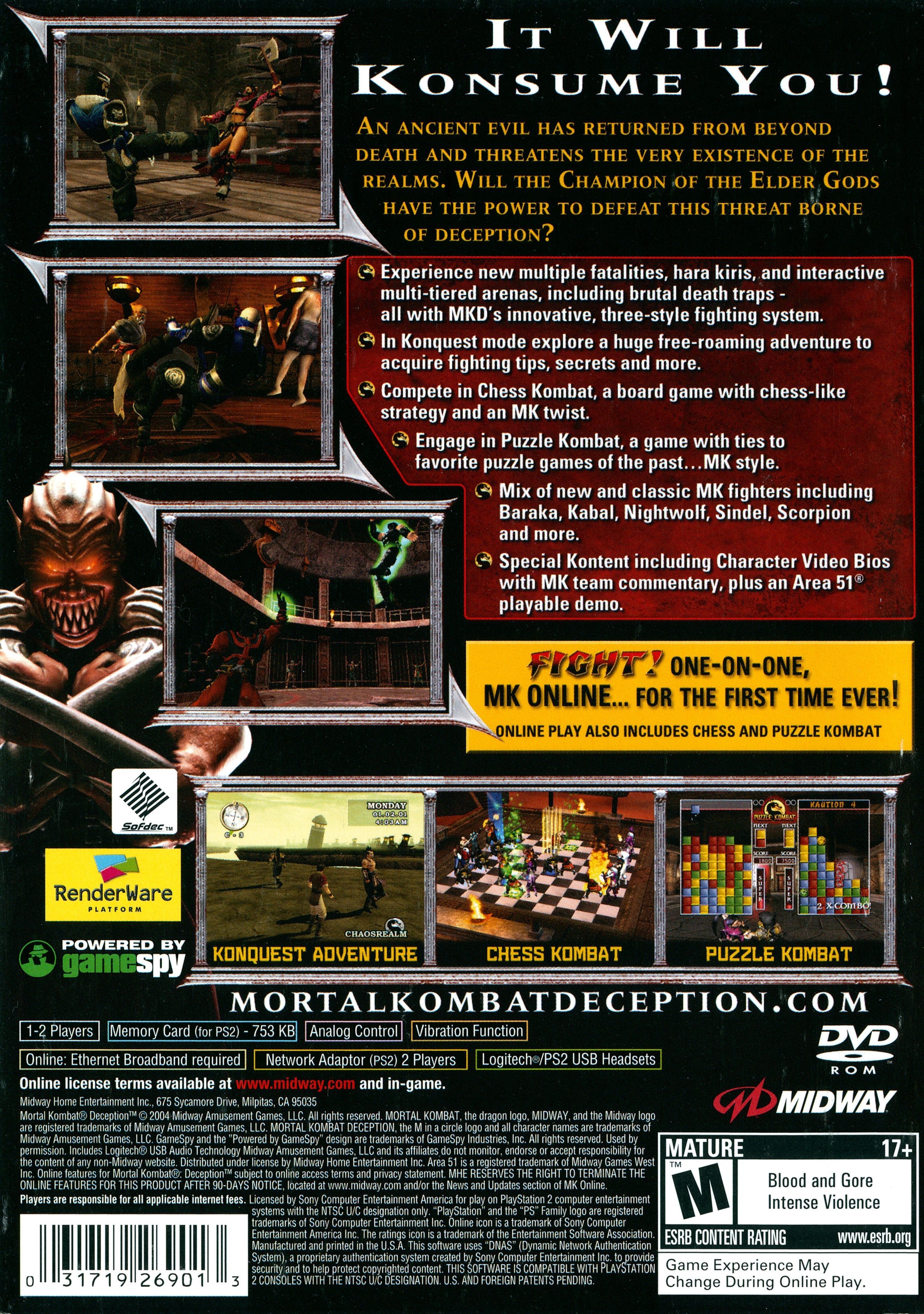 Mortal Kombat: Deception PS2 - Video Game - Used - CaveGamers - Image 2