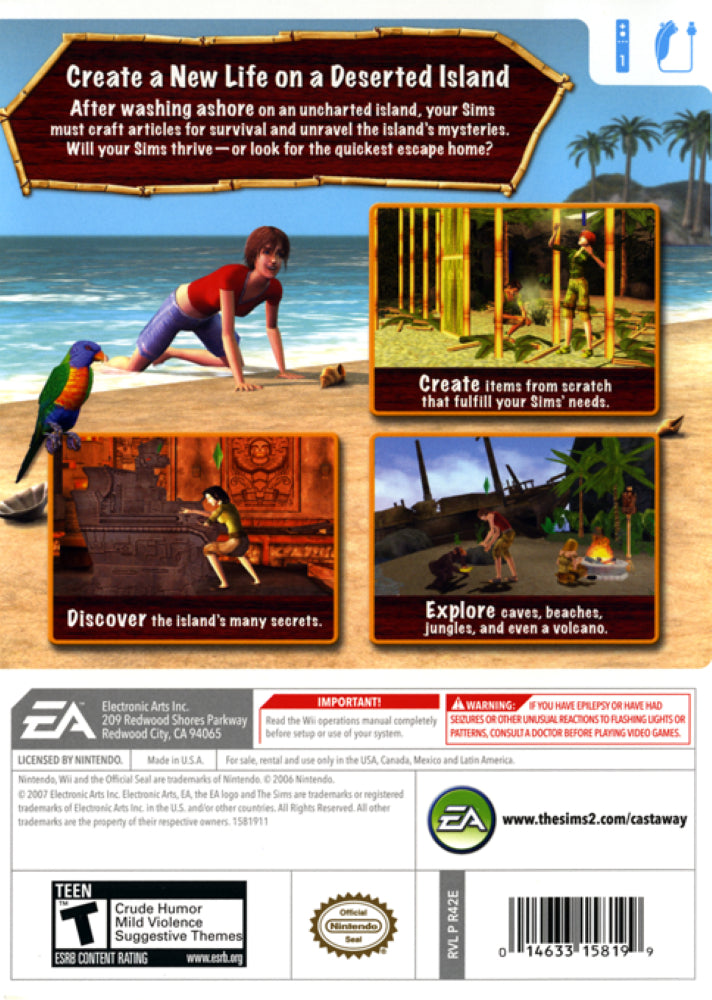 The Sims 2: Castaway Wii - Video Game - Used - CaveGamers - Image 2