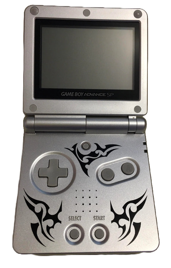 Game Boy Advance SP - Tribal (Platinum Tattoo) - Video Game System - Used - CaveGamers