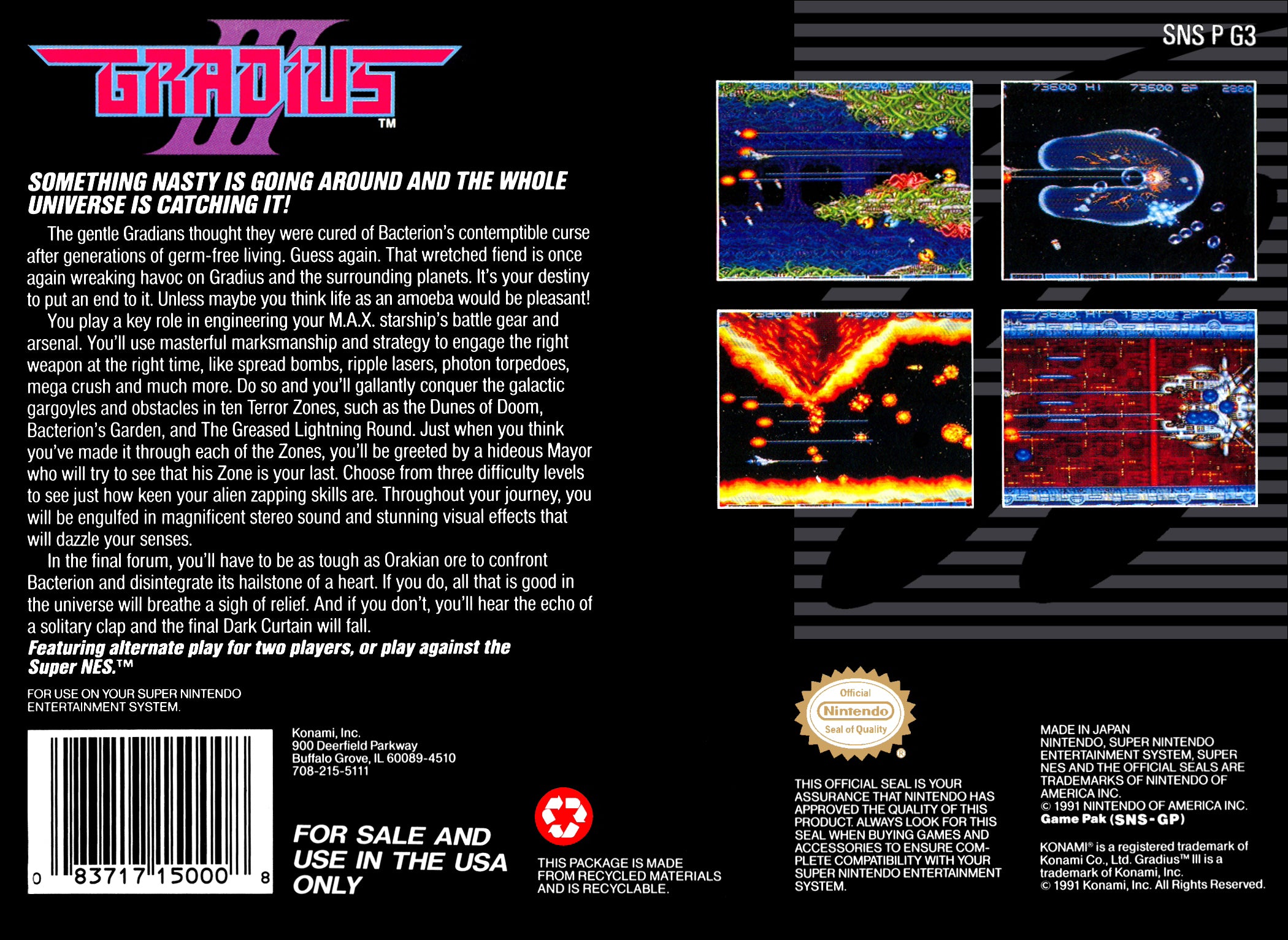 Gradius III SNES - Video Game - Used - CaveGamers - Image 2