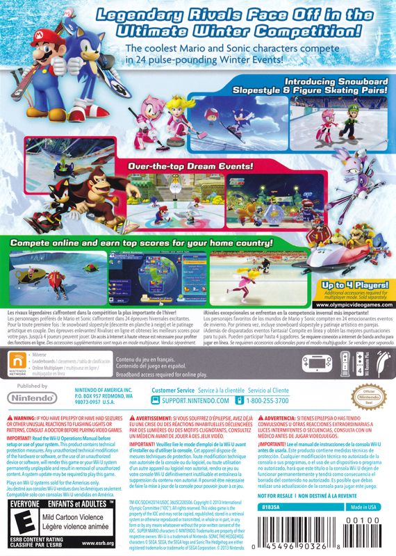 Mario & Sonic at the Sochi 2014 Olympic Winter Games Wii U - Video Game - Used - CaveGamers - Image 2