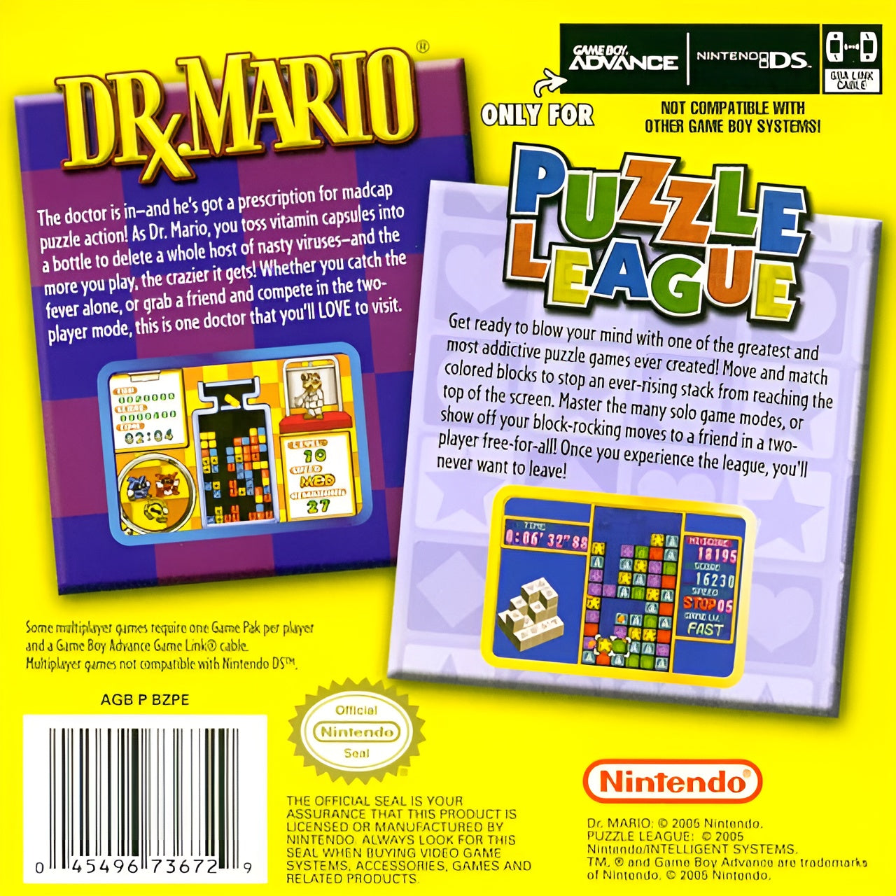 Dr. Mario and Puzzle League Game Boy Advance - Video Game - Used - CaveGamers - Image 2
