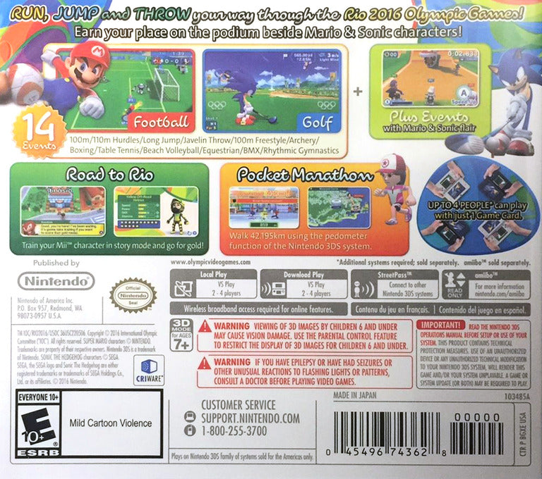 Mario & Sonic at the Rio 2016 Olympic Games 3DS - Video Game - Used - CaveGamers - Image 2